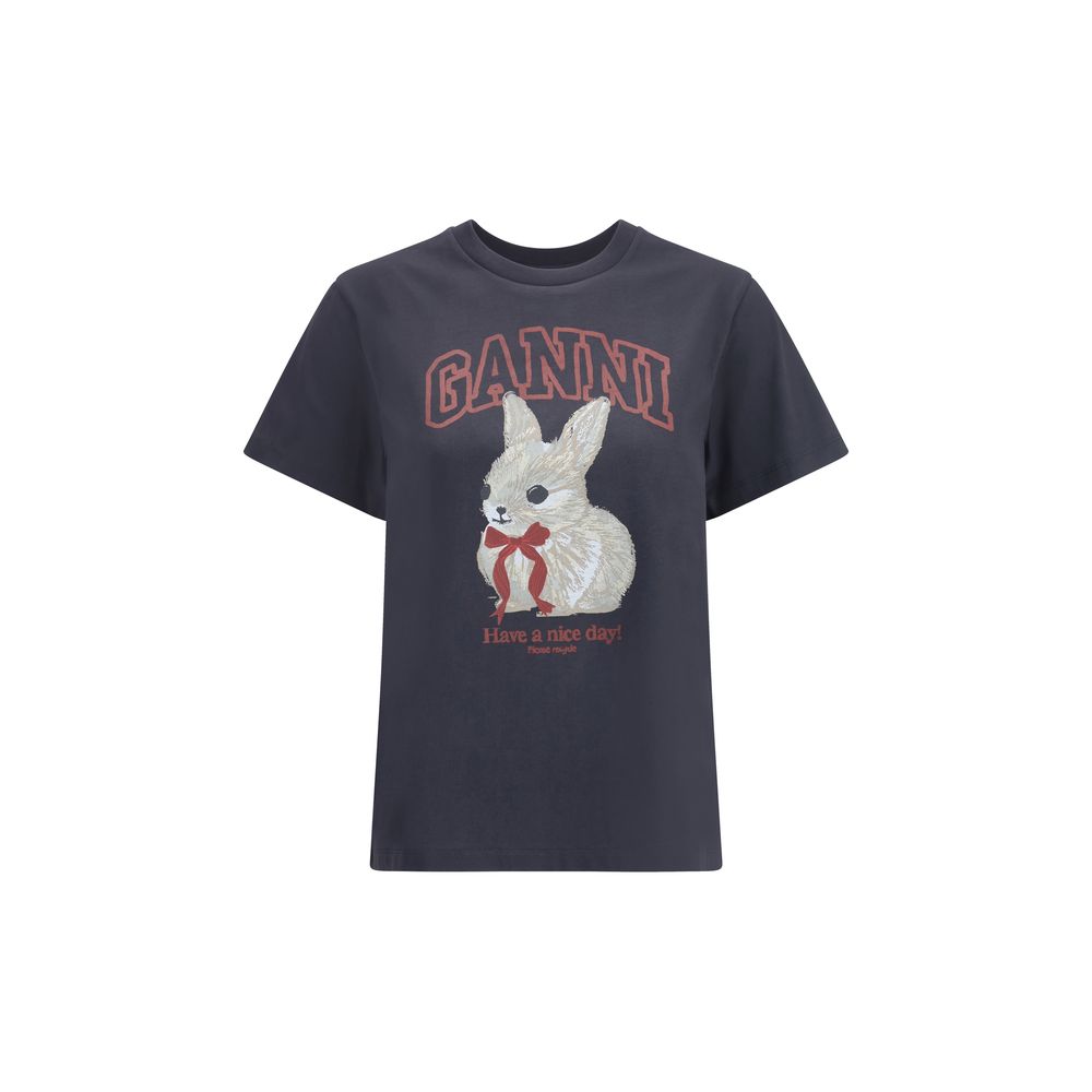 Ganni Black Cotton T-Shirt