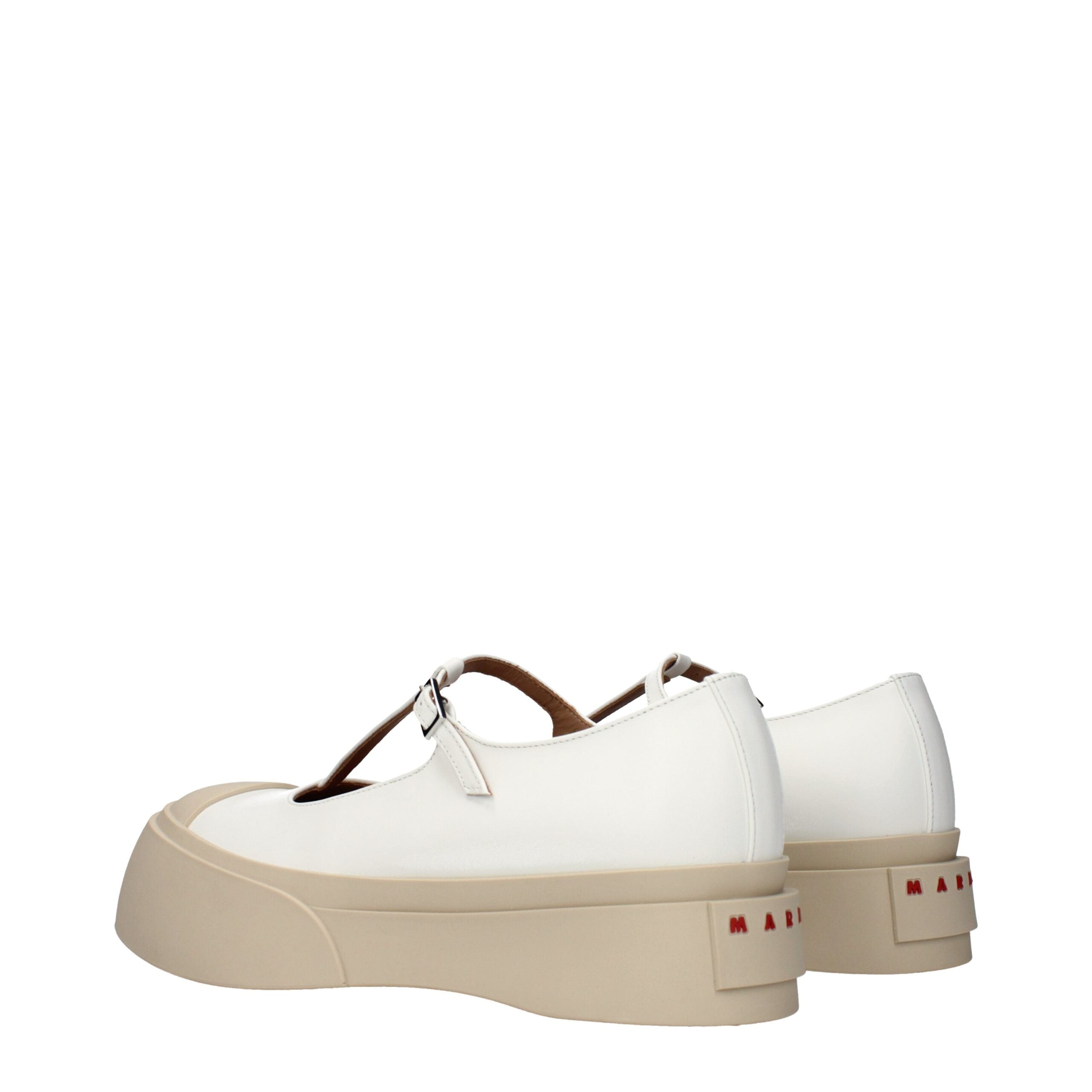 Marni White Leather Slip-On Loafers
