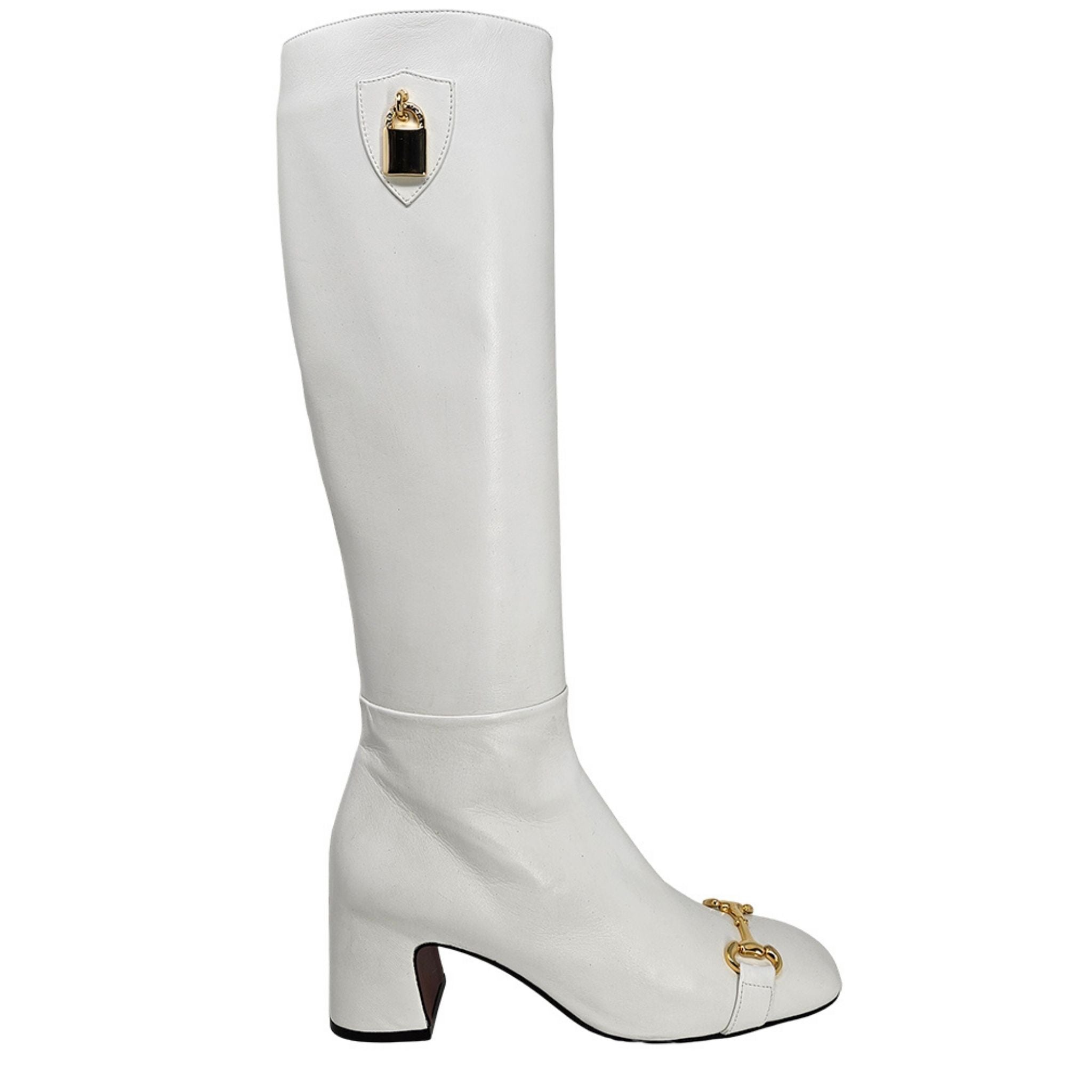 White Tall Lock Boot
