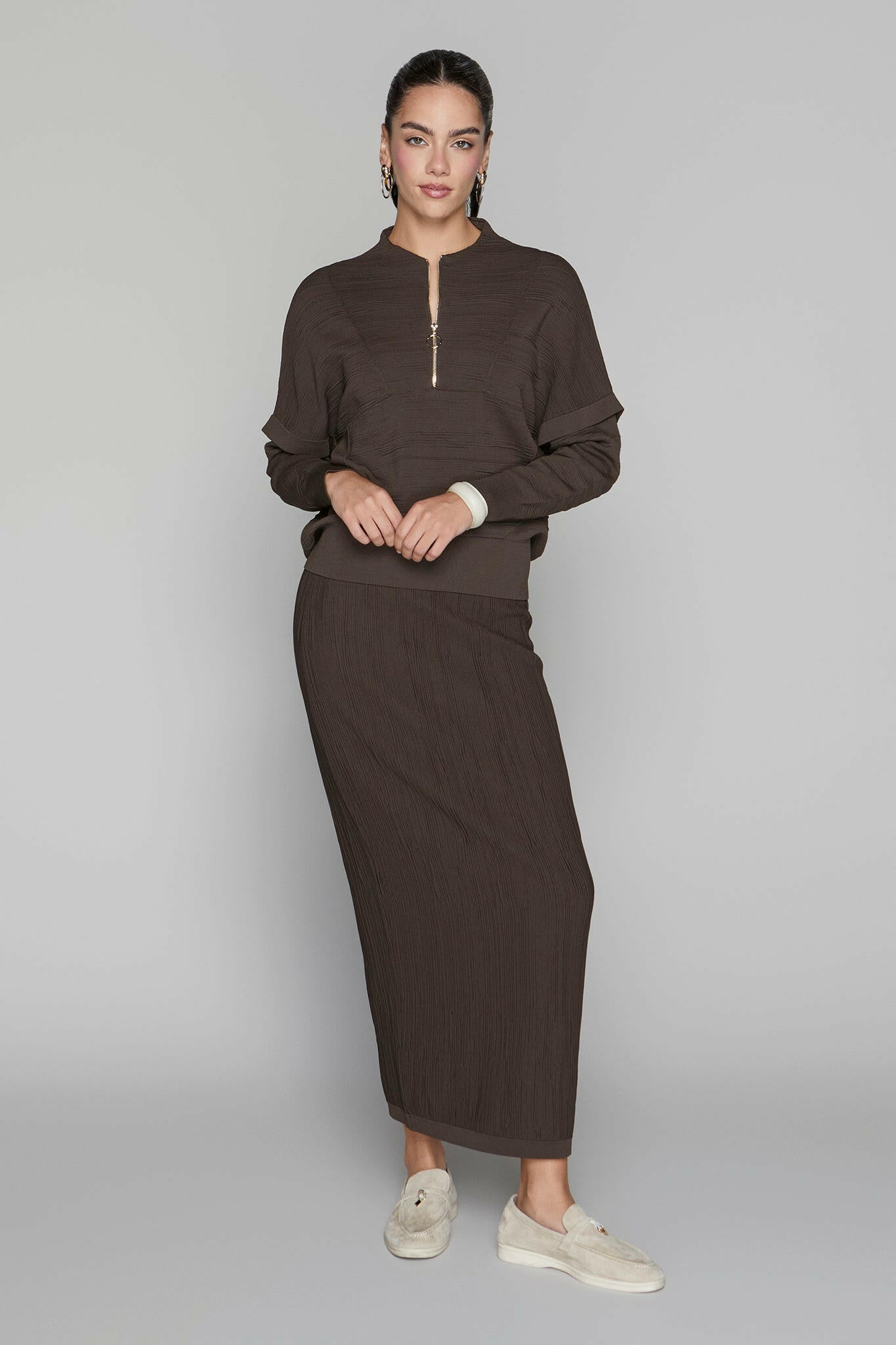 Canton Zip Top in Cocoa Apparalel