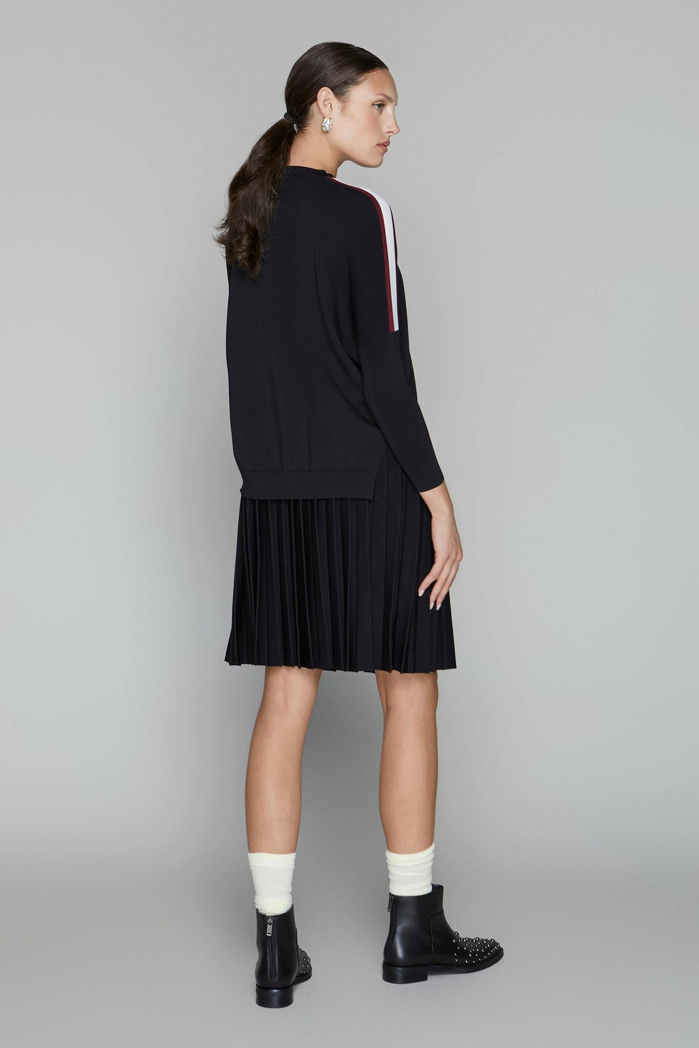 Montia Top in Black Merlot Stripe Apparalel