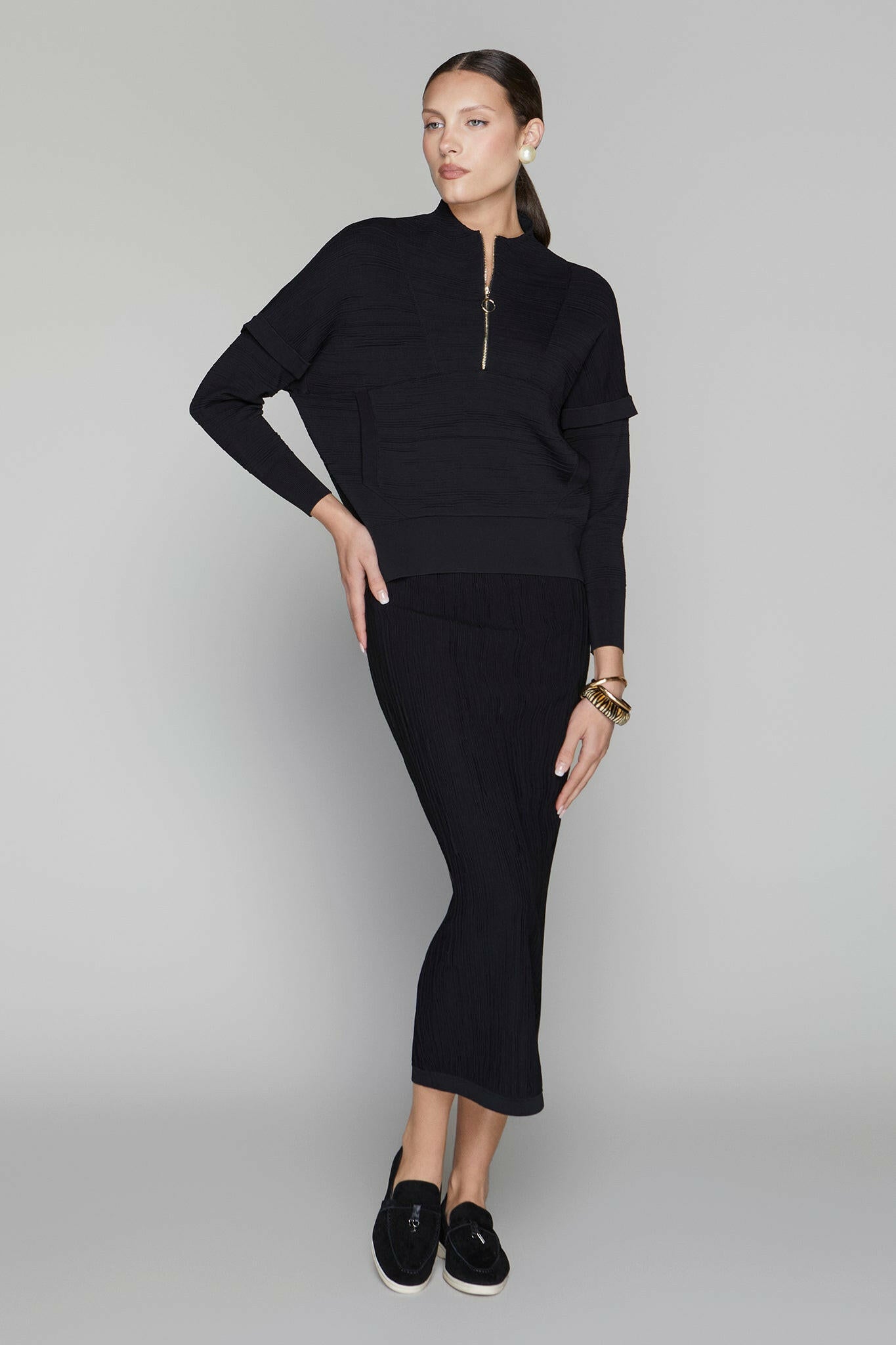 Canton Zip Top in Black Apparalel