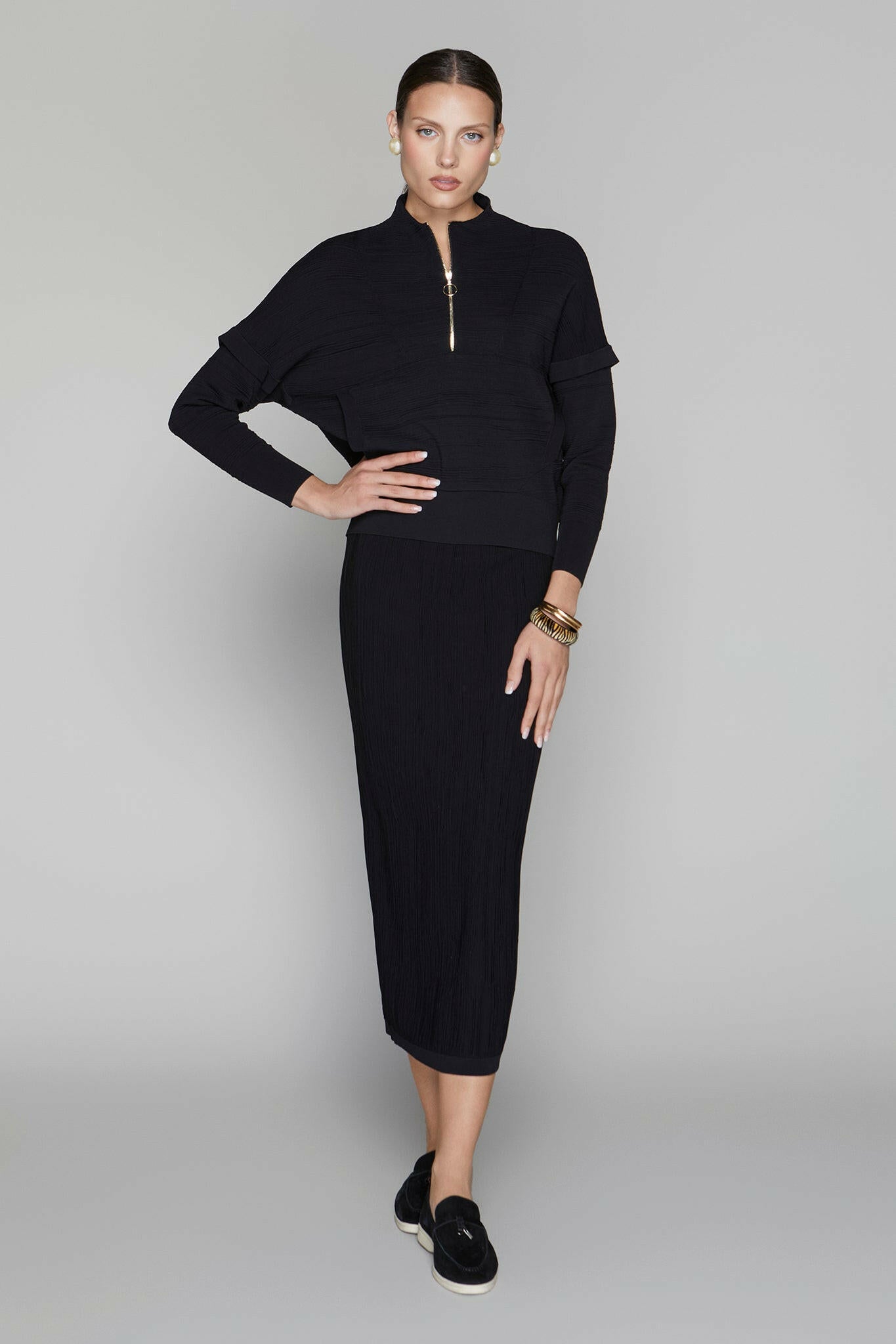 Canton Zip Top in Black Apparalel