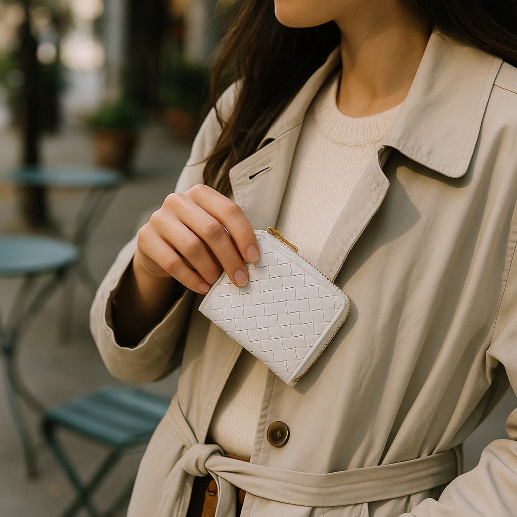 CARTERA PEQUEÑA DE CUERO TEJIDO