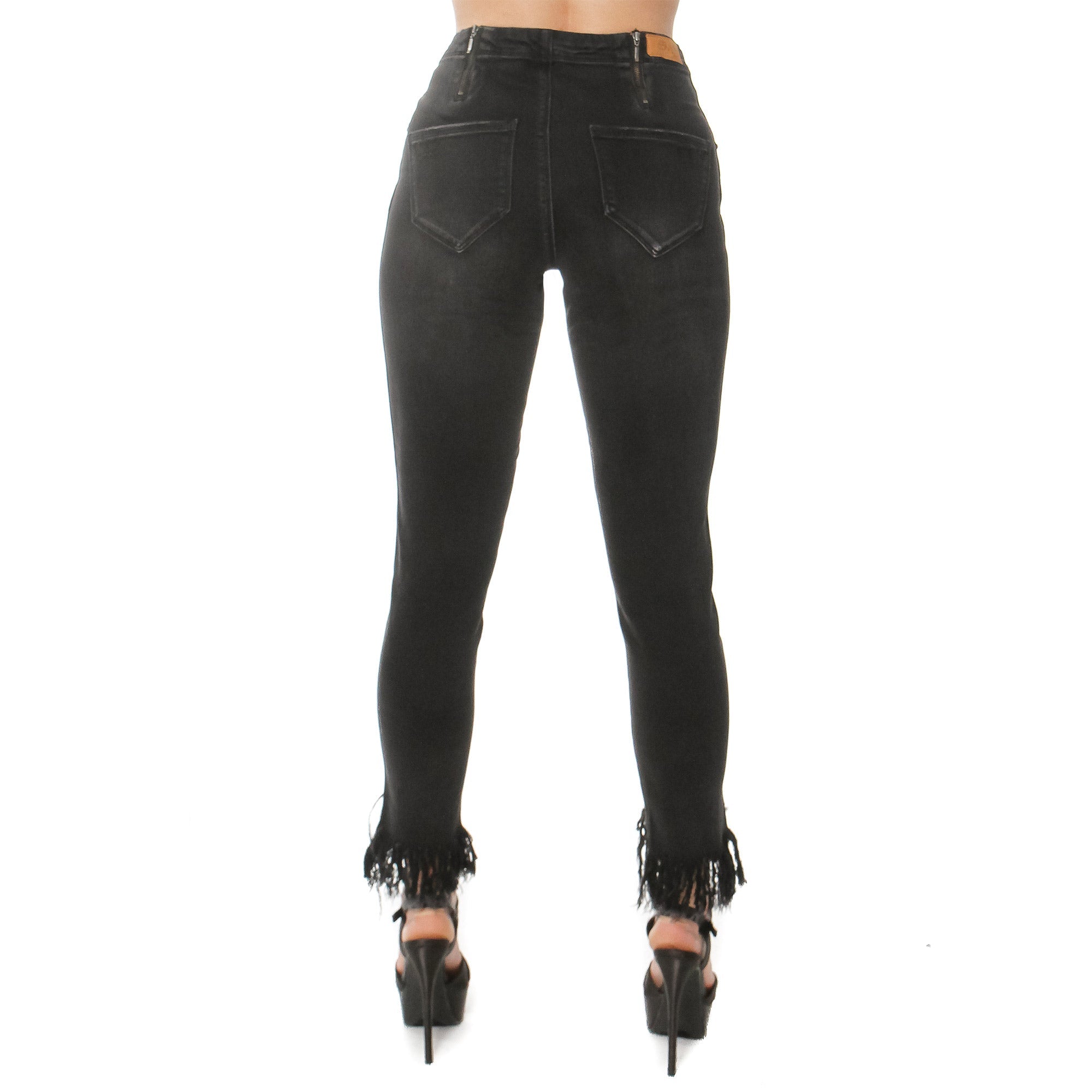 Fashion Style High Low Fringed Leg Jeans - MaraFormigone