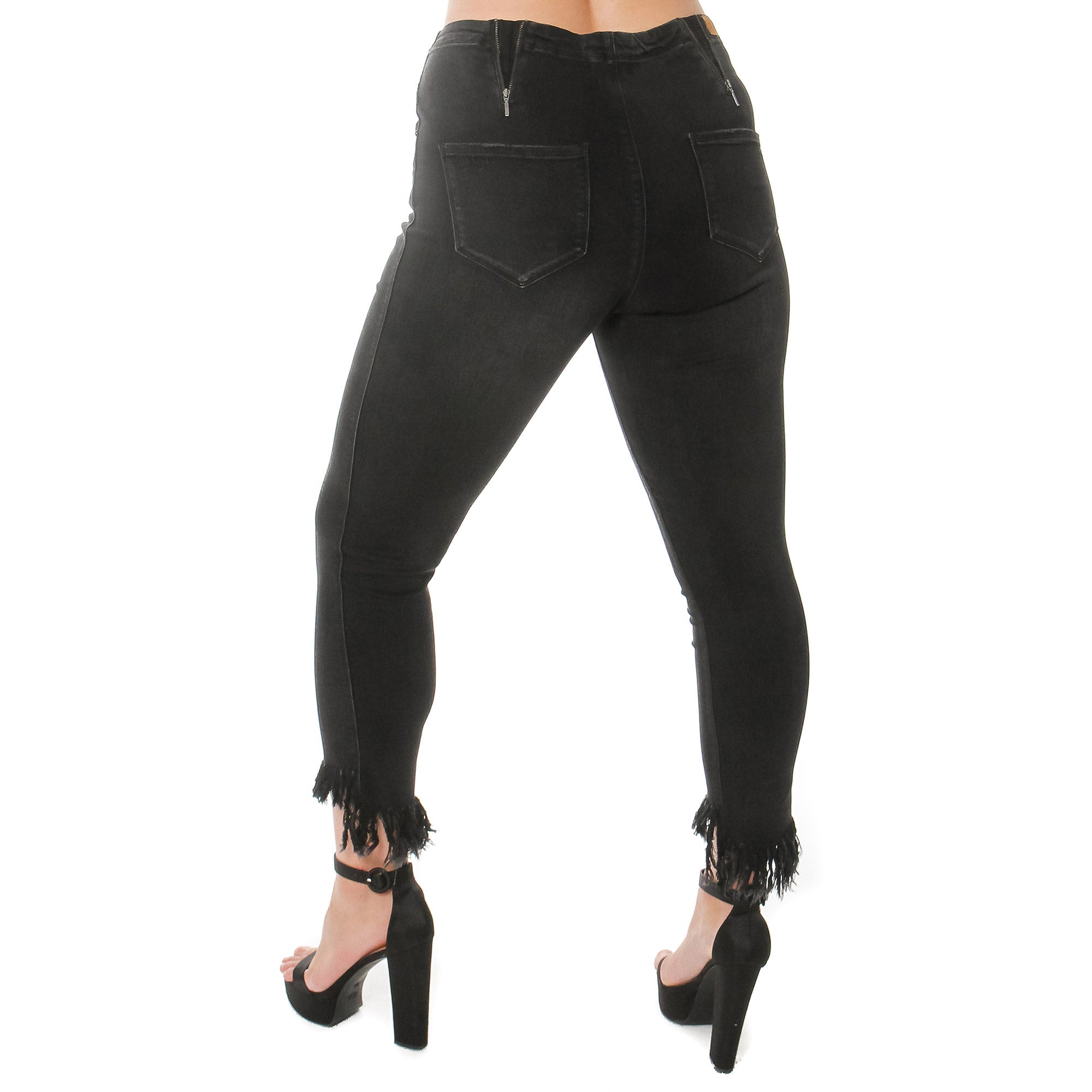 Fashion Style High Low Fringed Leg Jeans - MaraFormigone