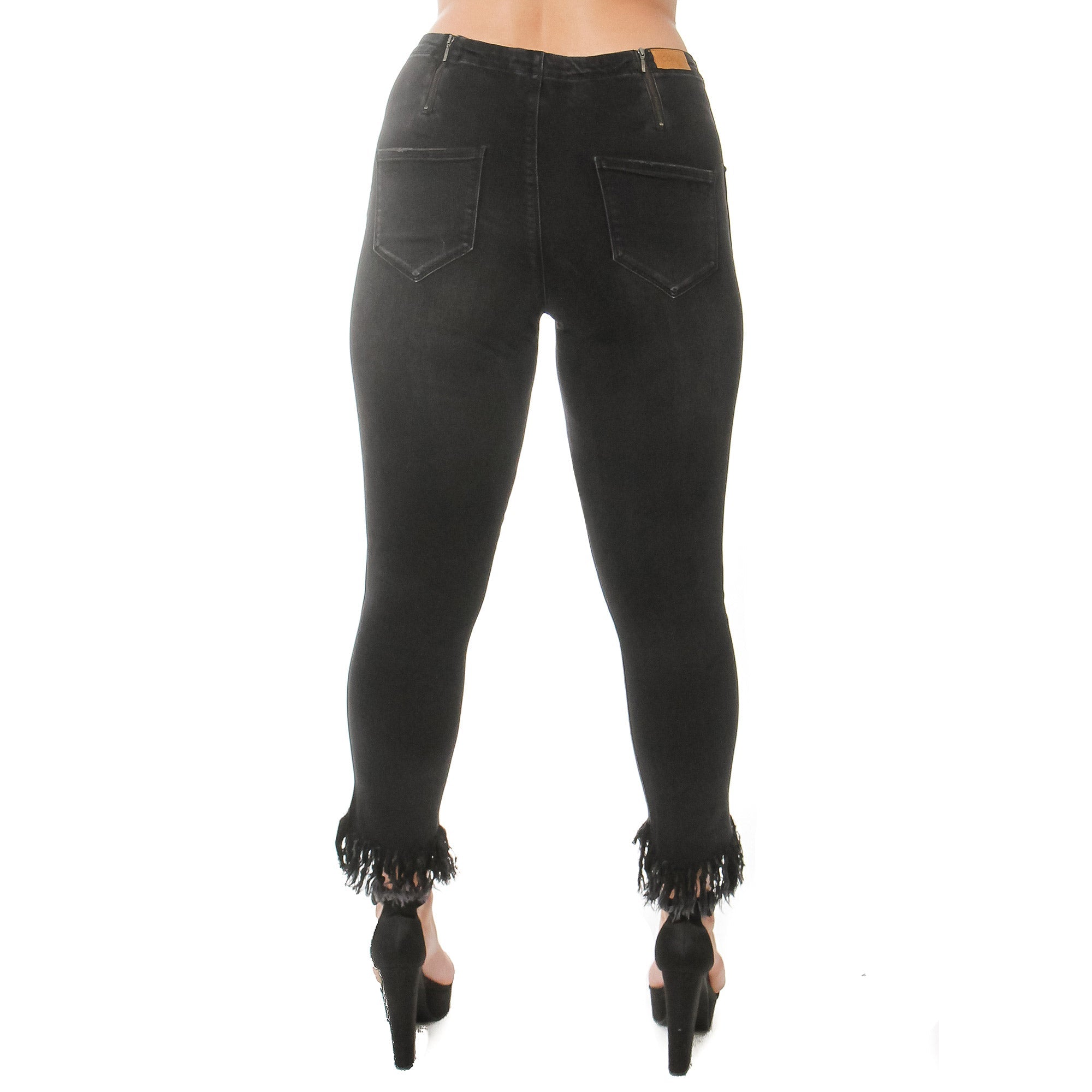 Fashion Style High Low Fringed Leg Jeans - MaraFormigone