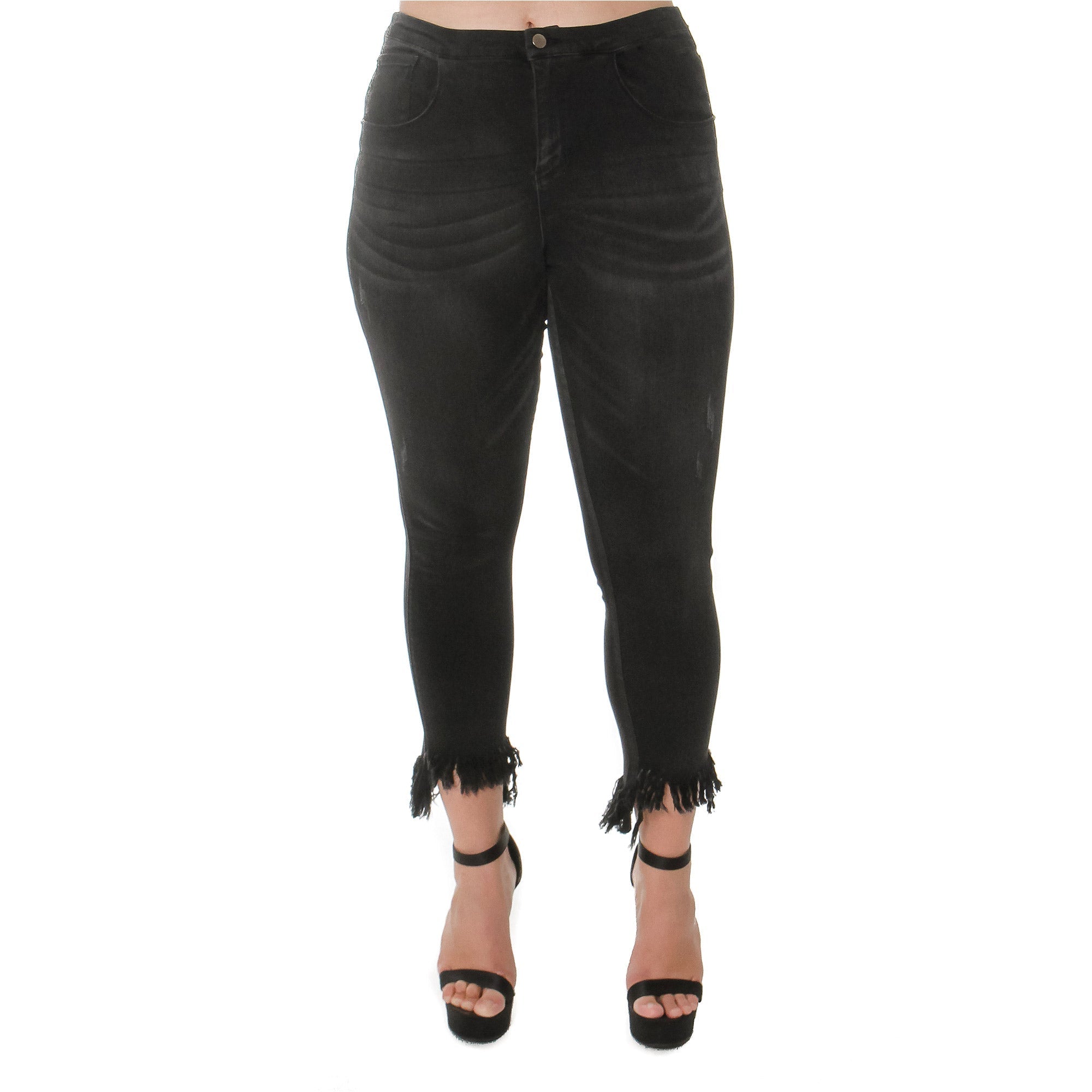 Fashion Style High Low Fringed Leg Jeans - MaraFormigone