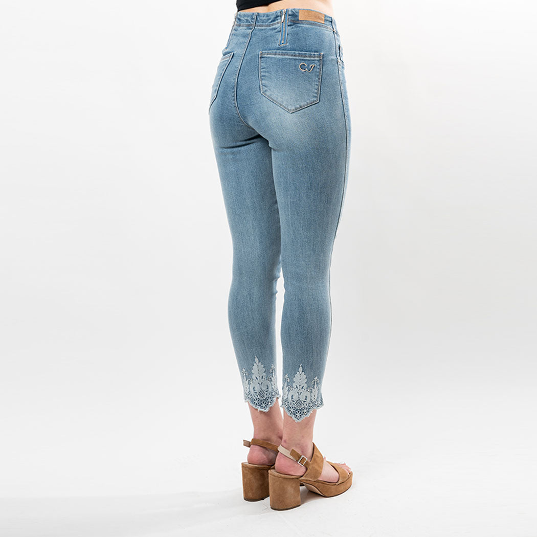 Embroidered Crystals Hem Capris