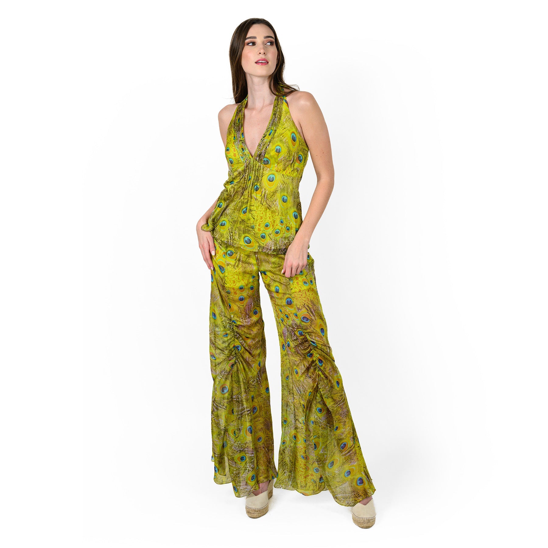 Top halter con pliegues 