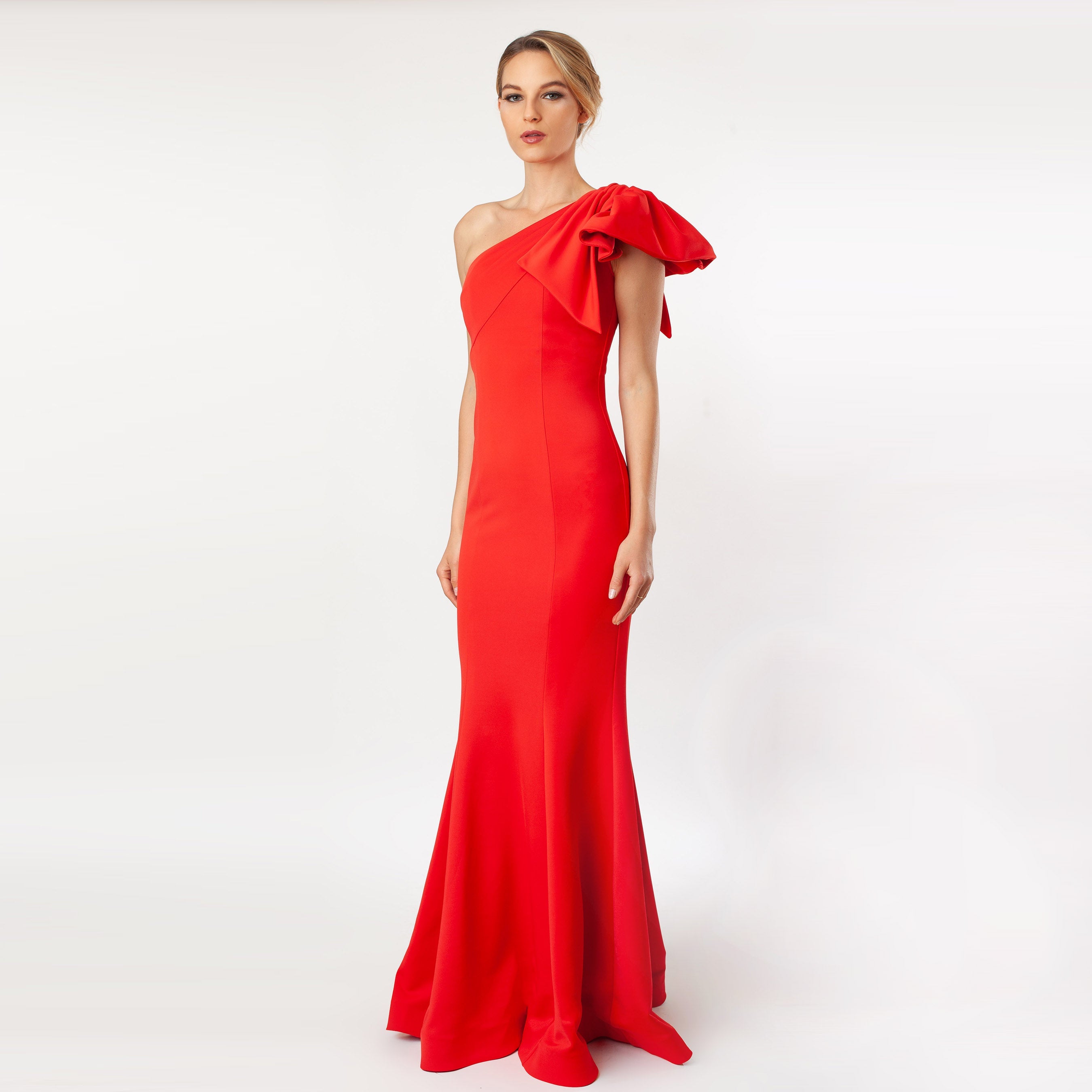 One Shoulder Bow Sleeve Gown - MaraFormigone