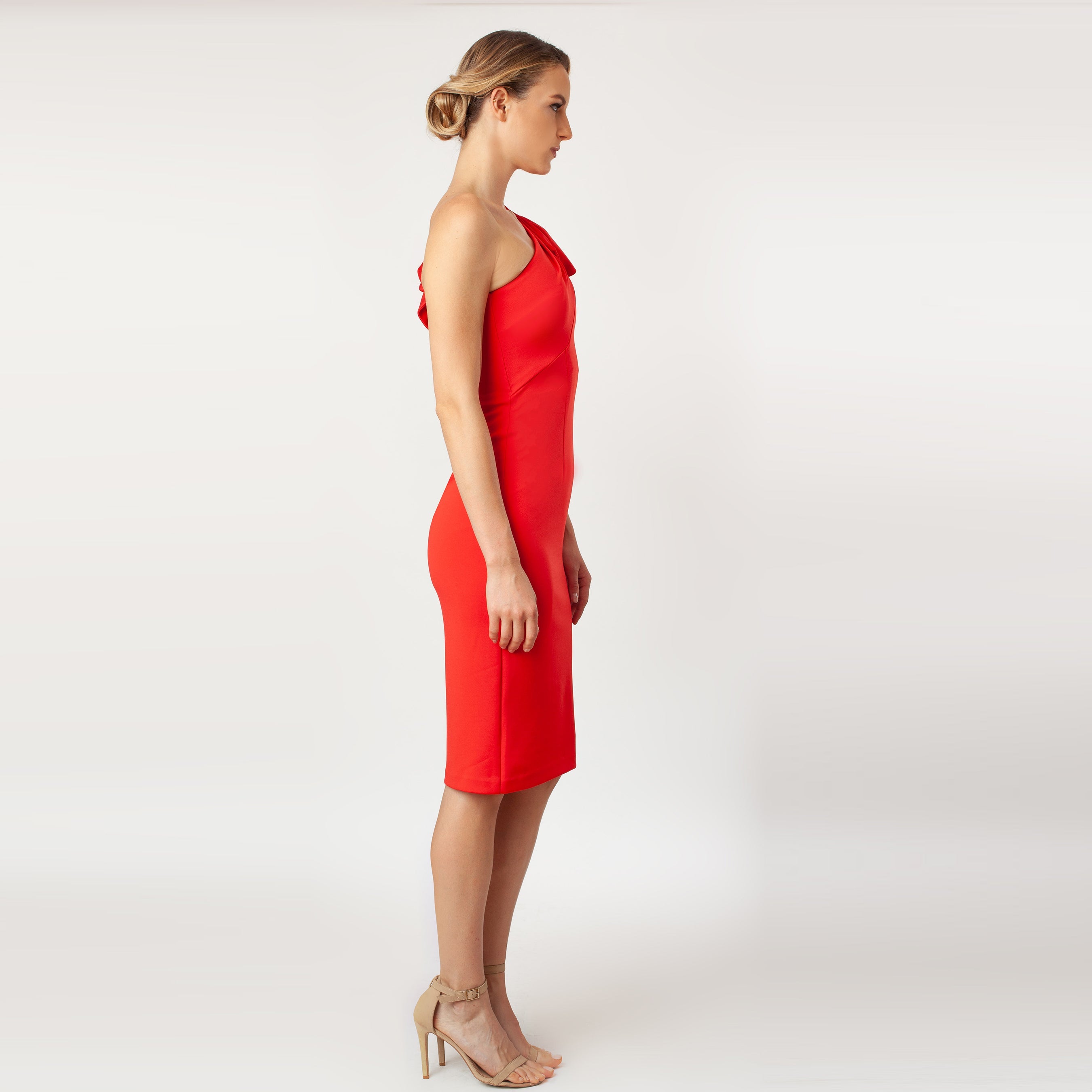 One Shoulder Bow Sleeve Sheath - MaraFormigone