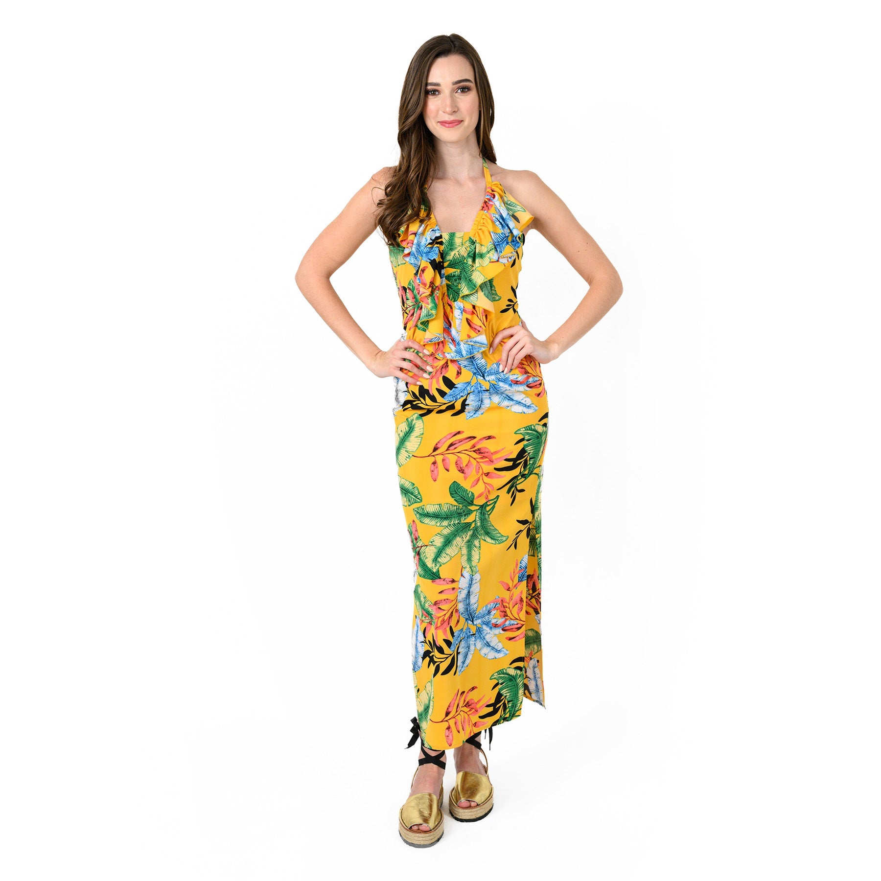 Ruffle Front Halter Dress - MaraFormigone