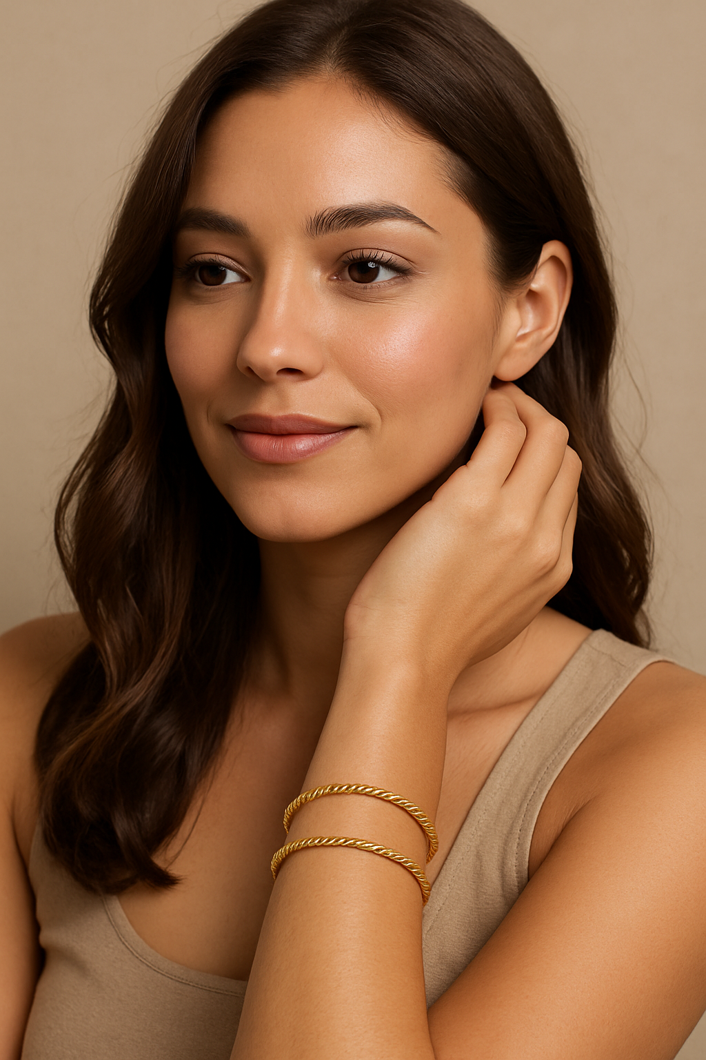 Violeta 24K Gold-Plated Twisted Ring Bracelet Set MaraFormigone