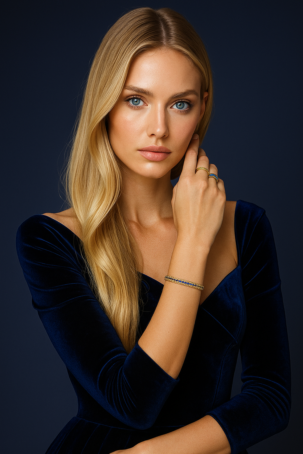 Jocélia Elegant Crystal Gold Woven Charm Bracelet MaraFormigone
