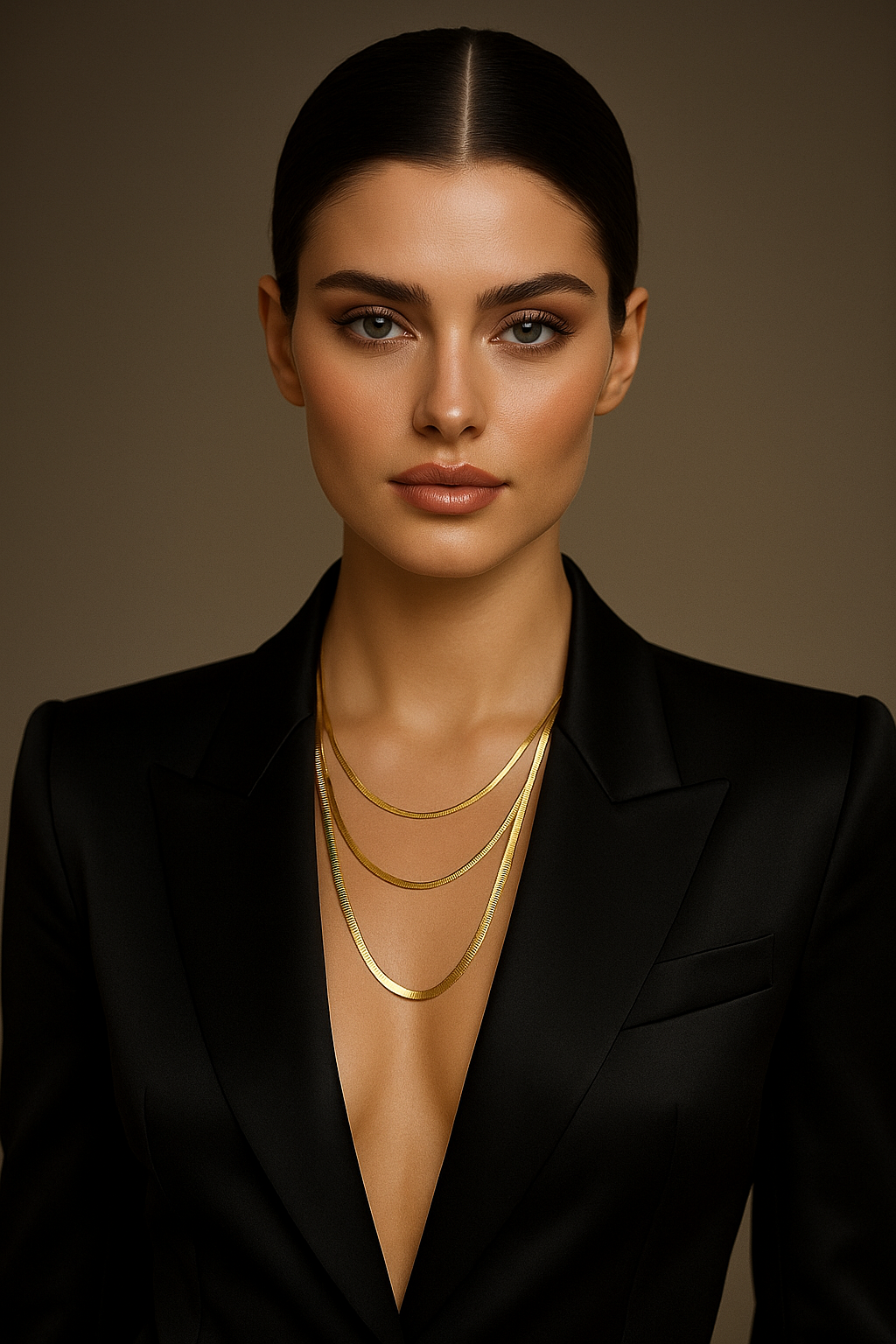 Milena 3PCS Gold Plated Layered Herringbone Necklaces MaraFormigone