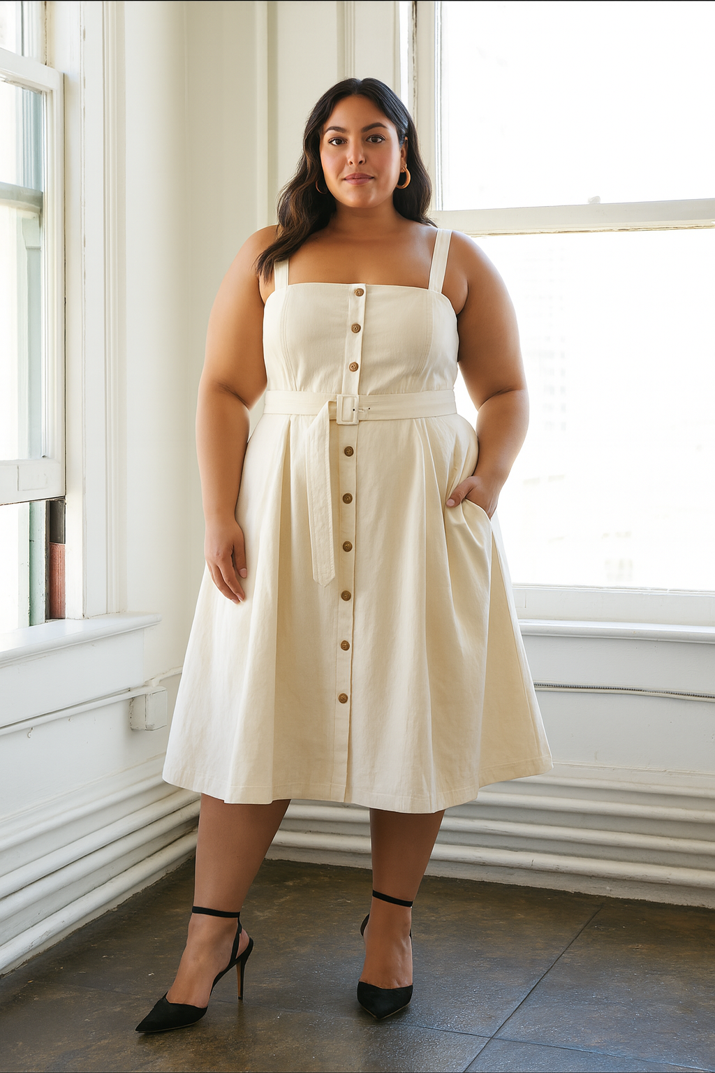 CALIFORNIA DREAMING WOVEN MIDI DRESS