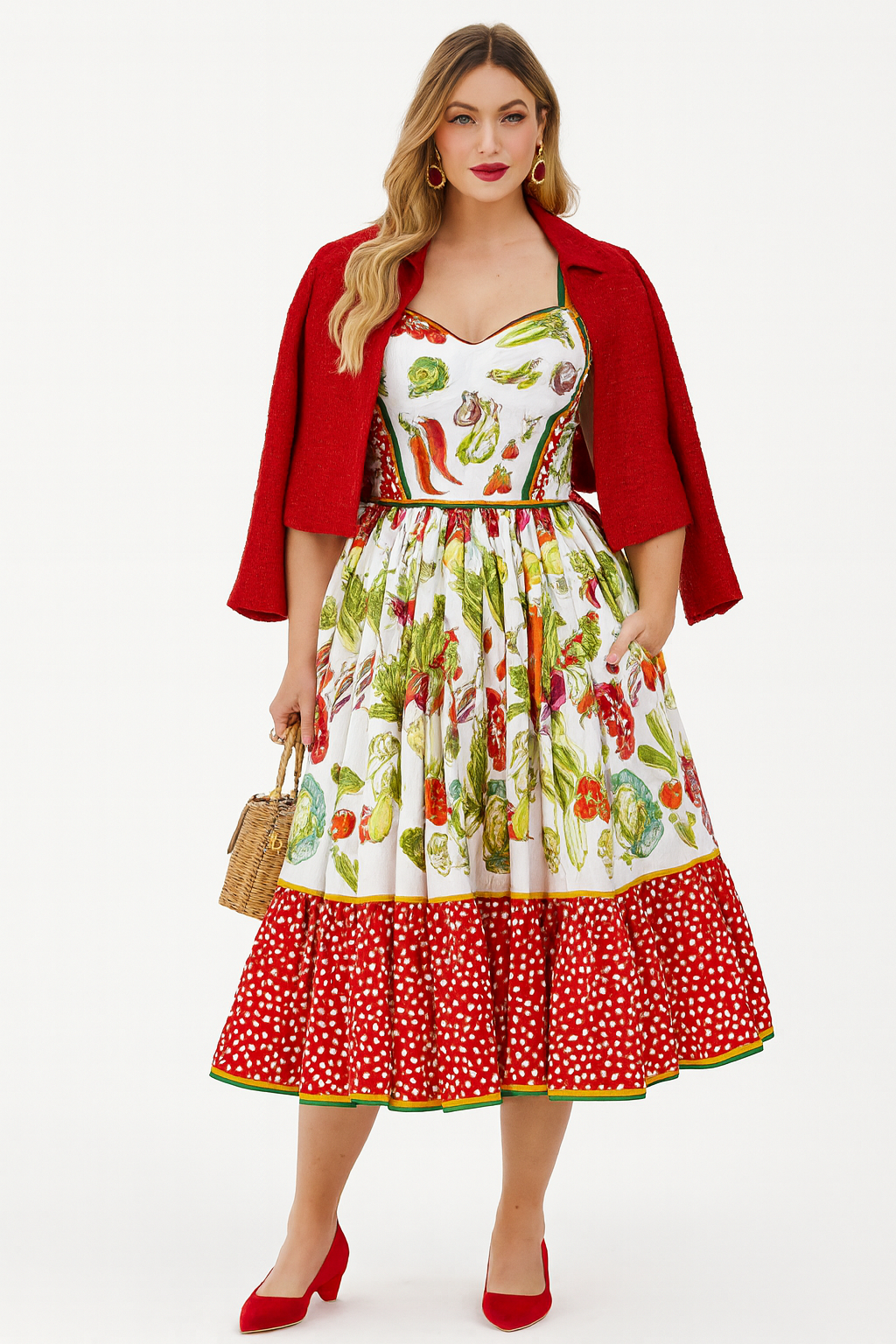 Dolce & Gabbana White Vegetables Sleeveless A-line Dress - MaraFormigone