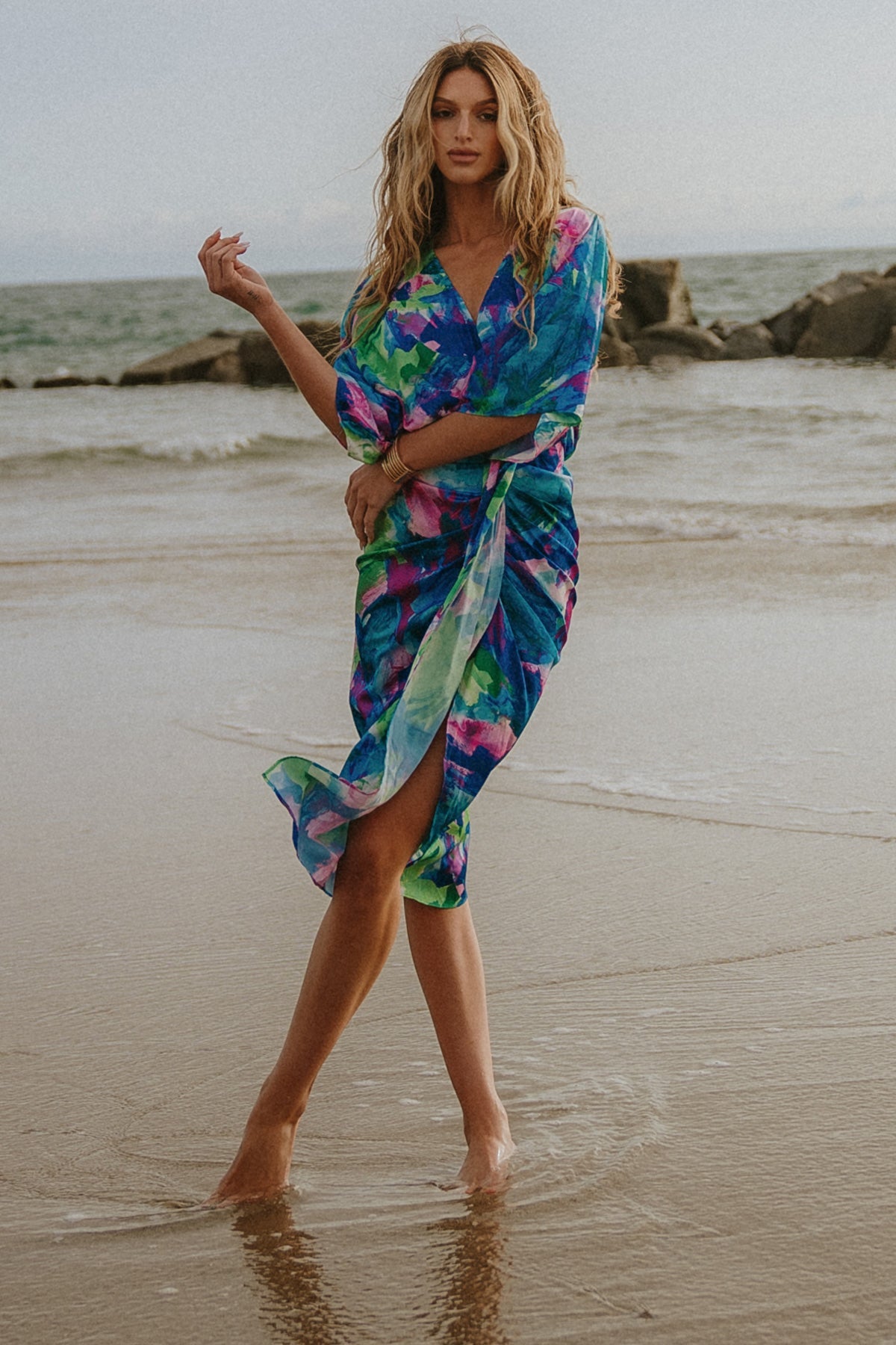 ON THE HORIZON WOVEN SATIN MIDI DRESS - MaraFormigone