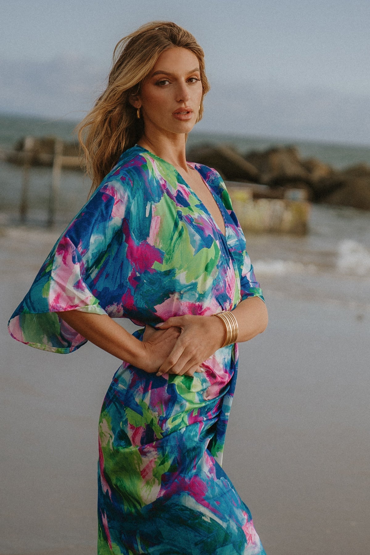 ON THE HORIZON WOVEN SATIN MIDI DRESS - MaraFormigone