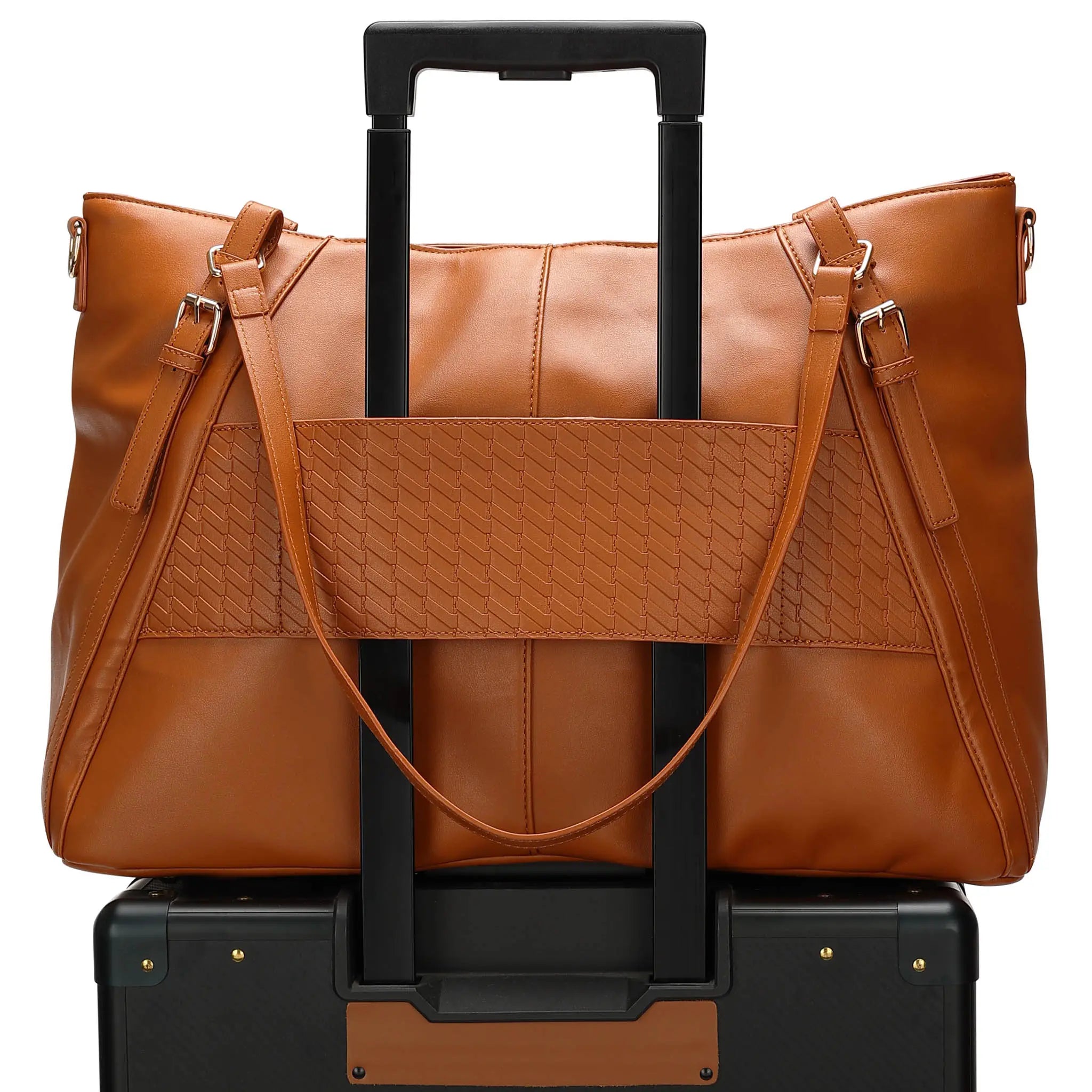 Leisure Luxe 33L Vegan Leather Weekender Tote Bag.