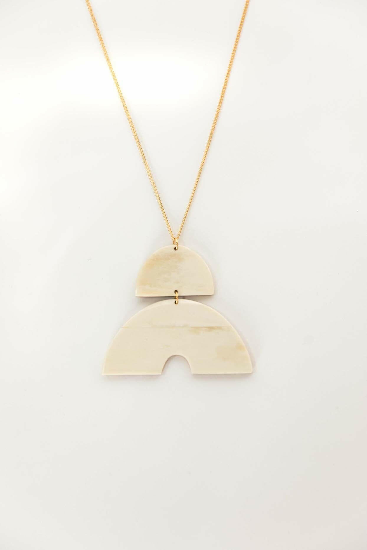 Arc Pendant Necklace in Bone.