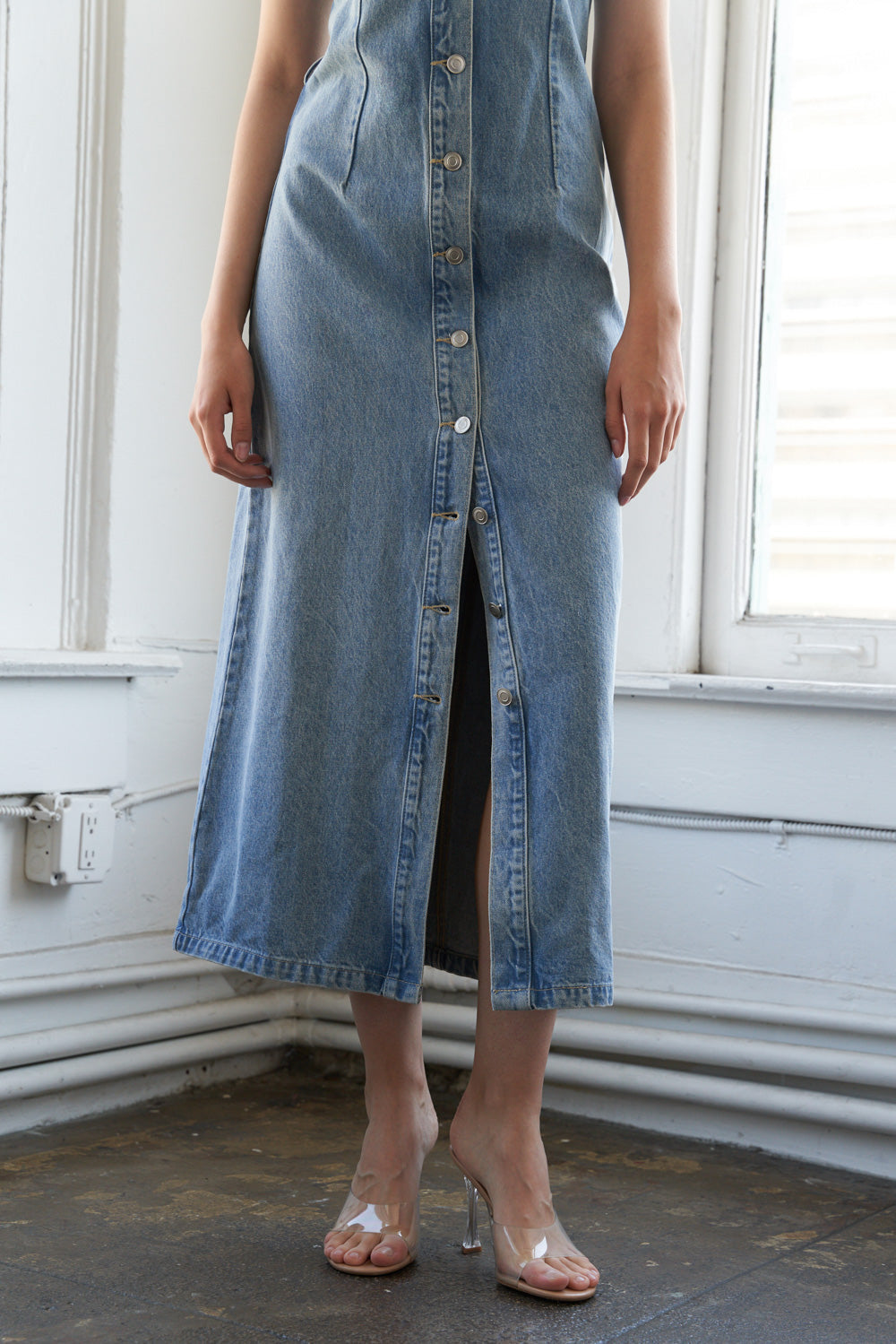 JUST FOLLOW ME DENIM MIDI DRESS - MaraFormigone