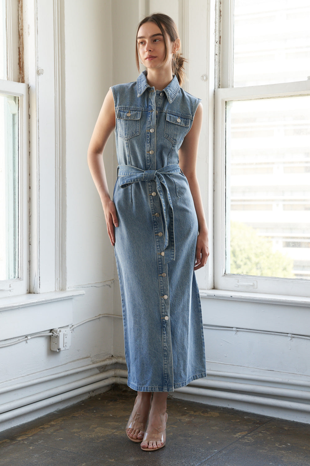 JUST FOLLOW ME DENIM MIDI DRESS - MaraFormigone