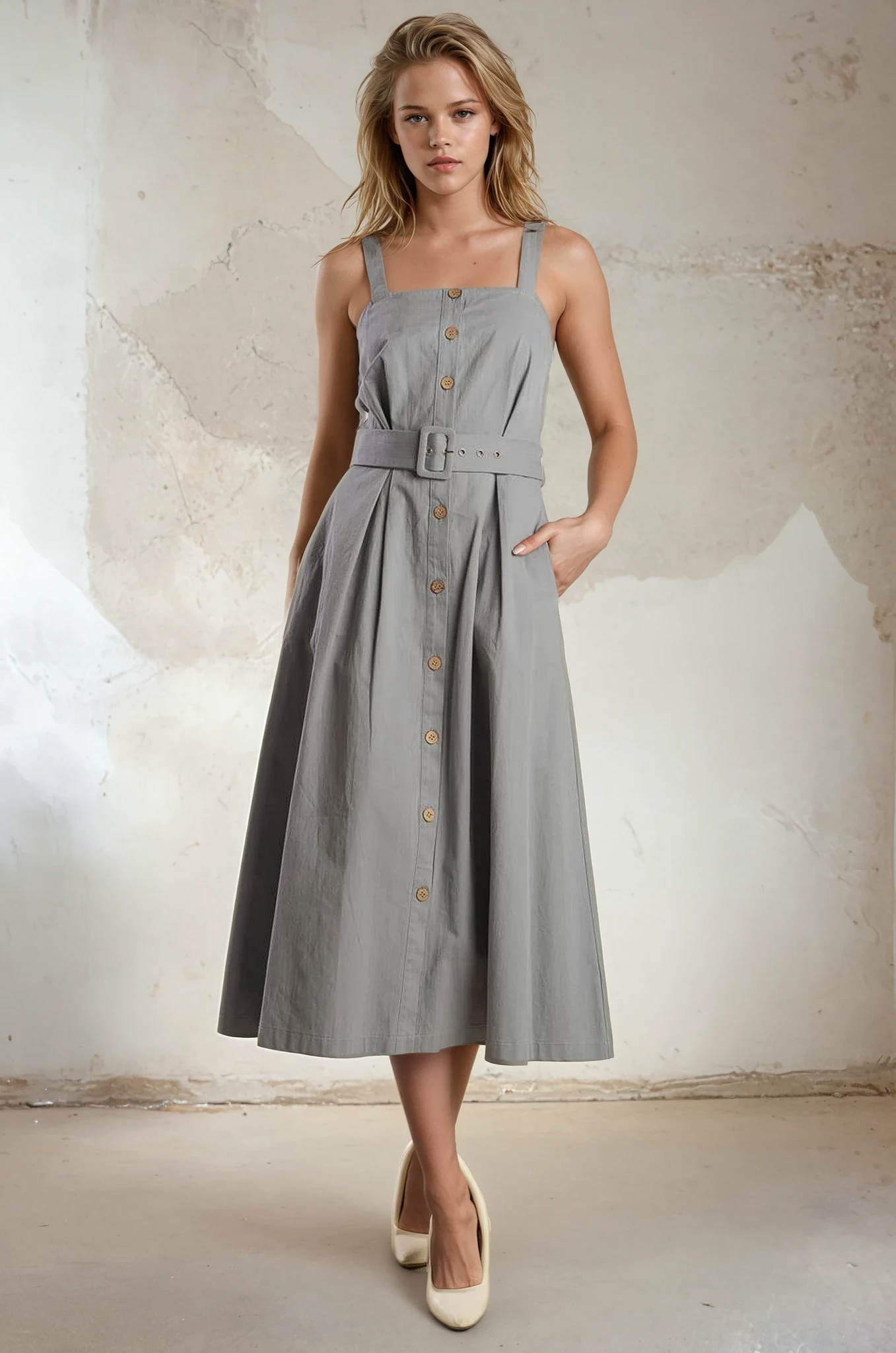 CALIFORNIA DREAMING WOVEN MIDI DRESS