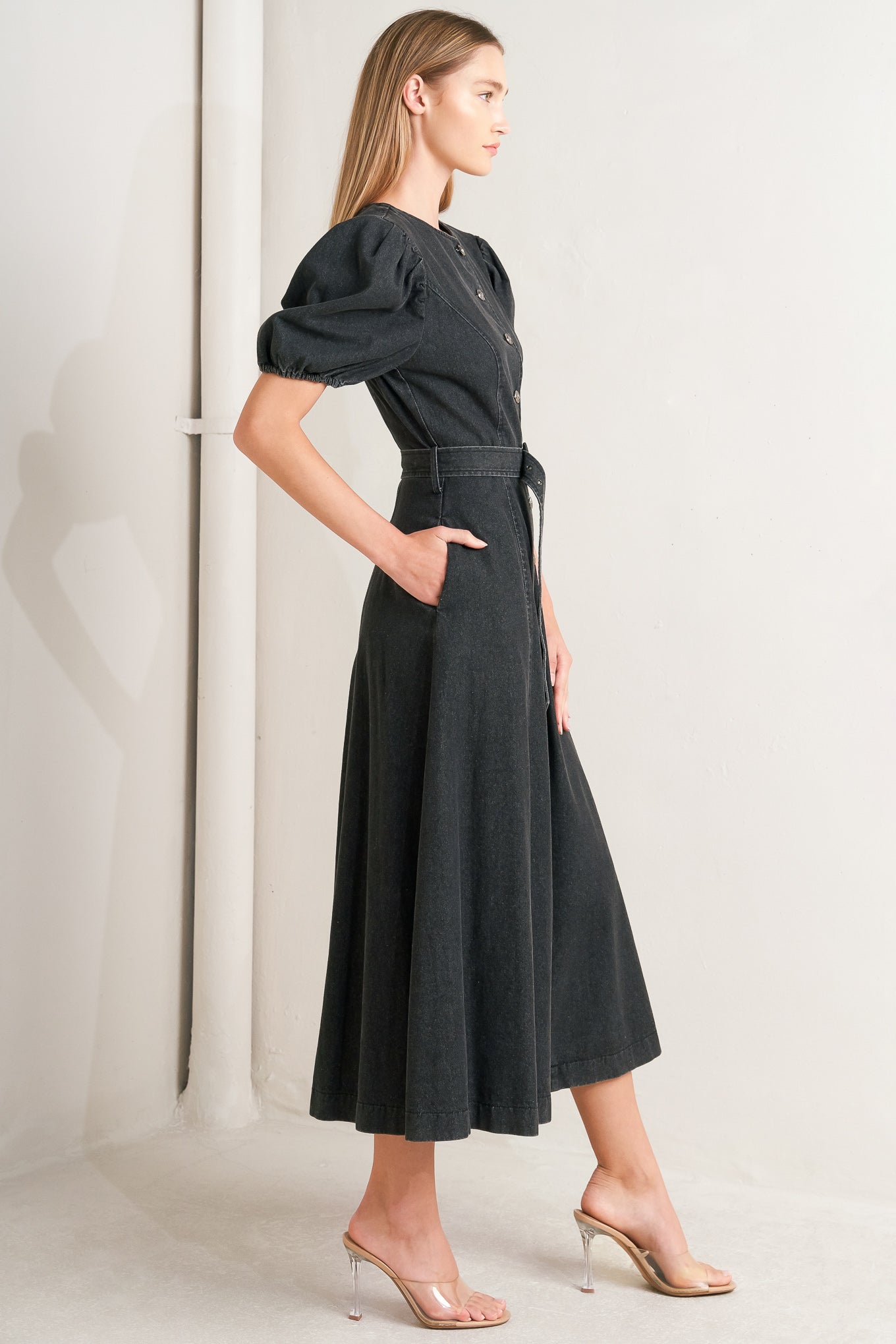 IN MY MIND DENIM MIDI DRESS