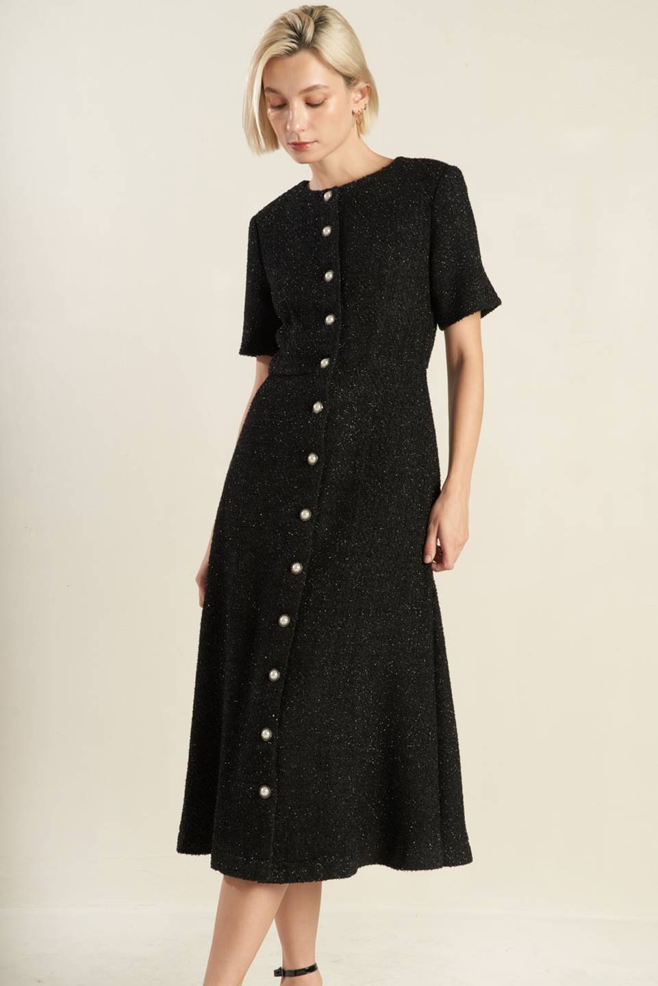 VESTIDO MIDI DE TEJIDO TWEED