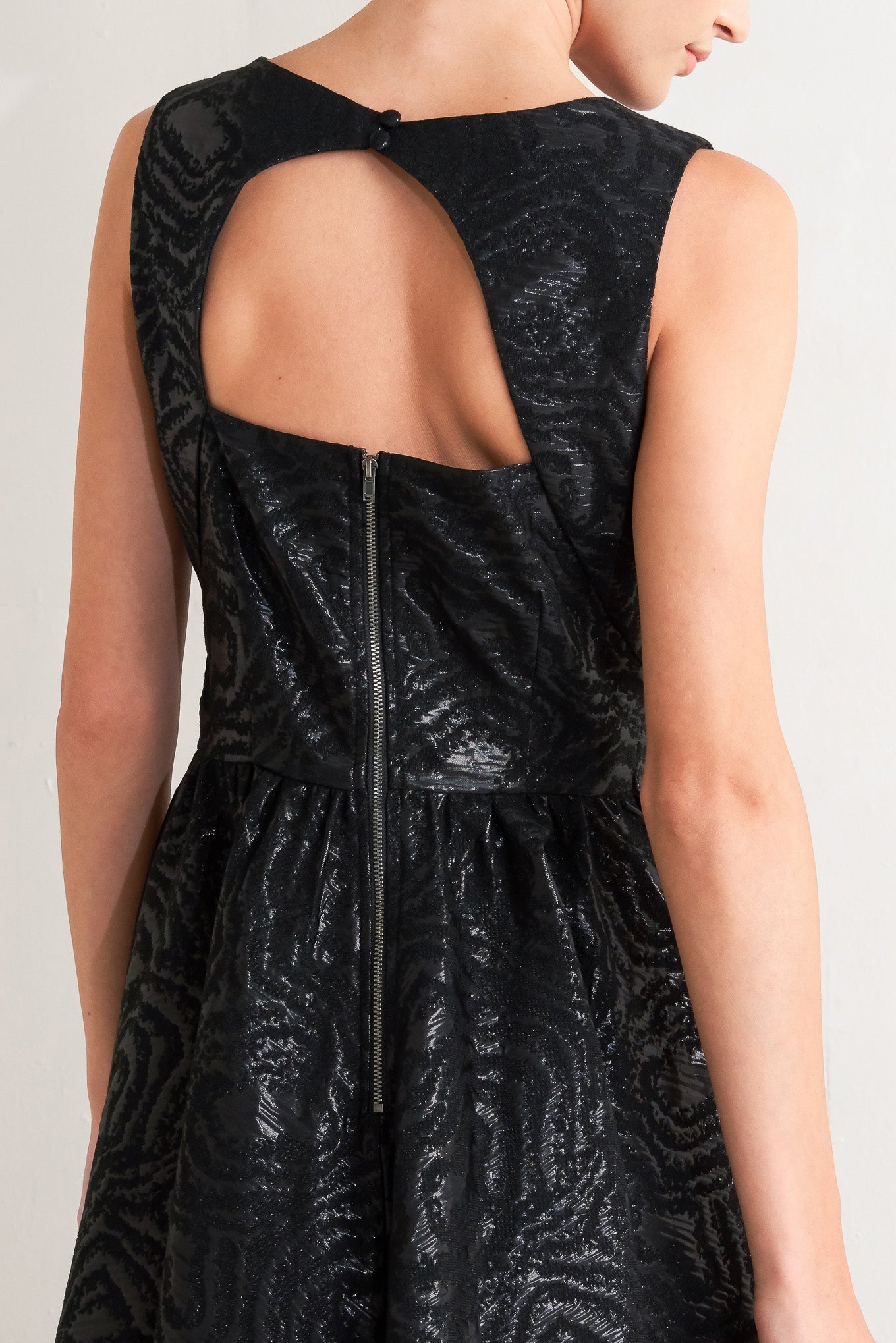 CHECK YOURSELF BLACK WOVEN MIDI DRESS - MaraFormigone