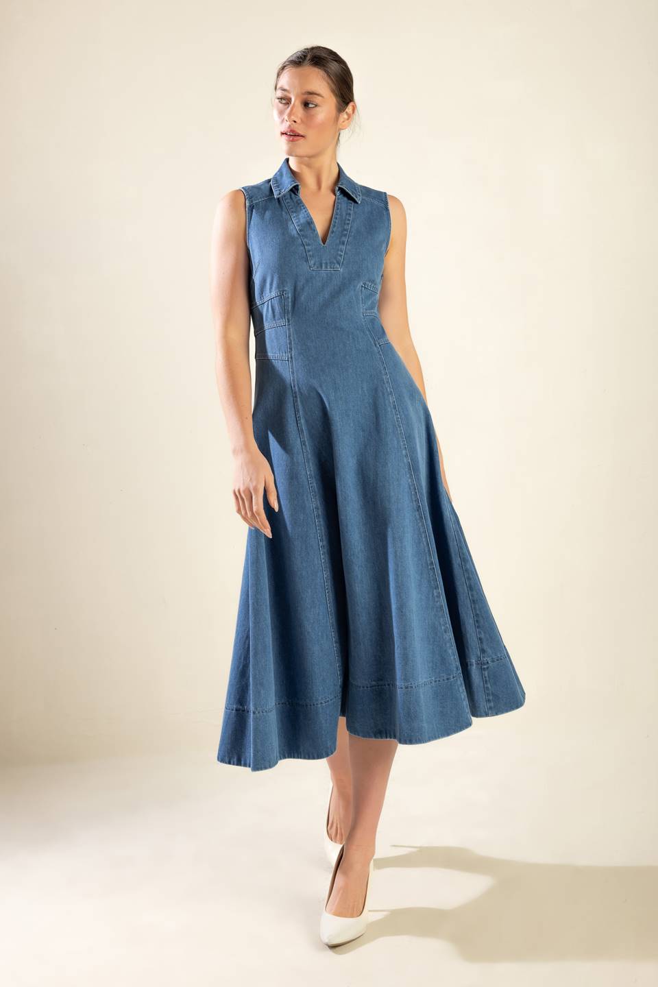THE GENEVIEVE DENIM MIDI DRESS - MaraFormigone