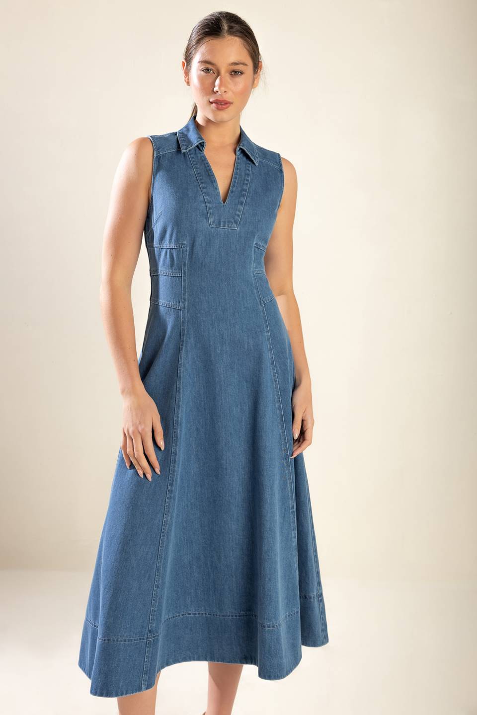 THE GENEVIEVE DENIM MIDI DRESS - MaraFormigone