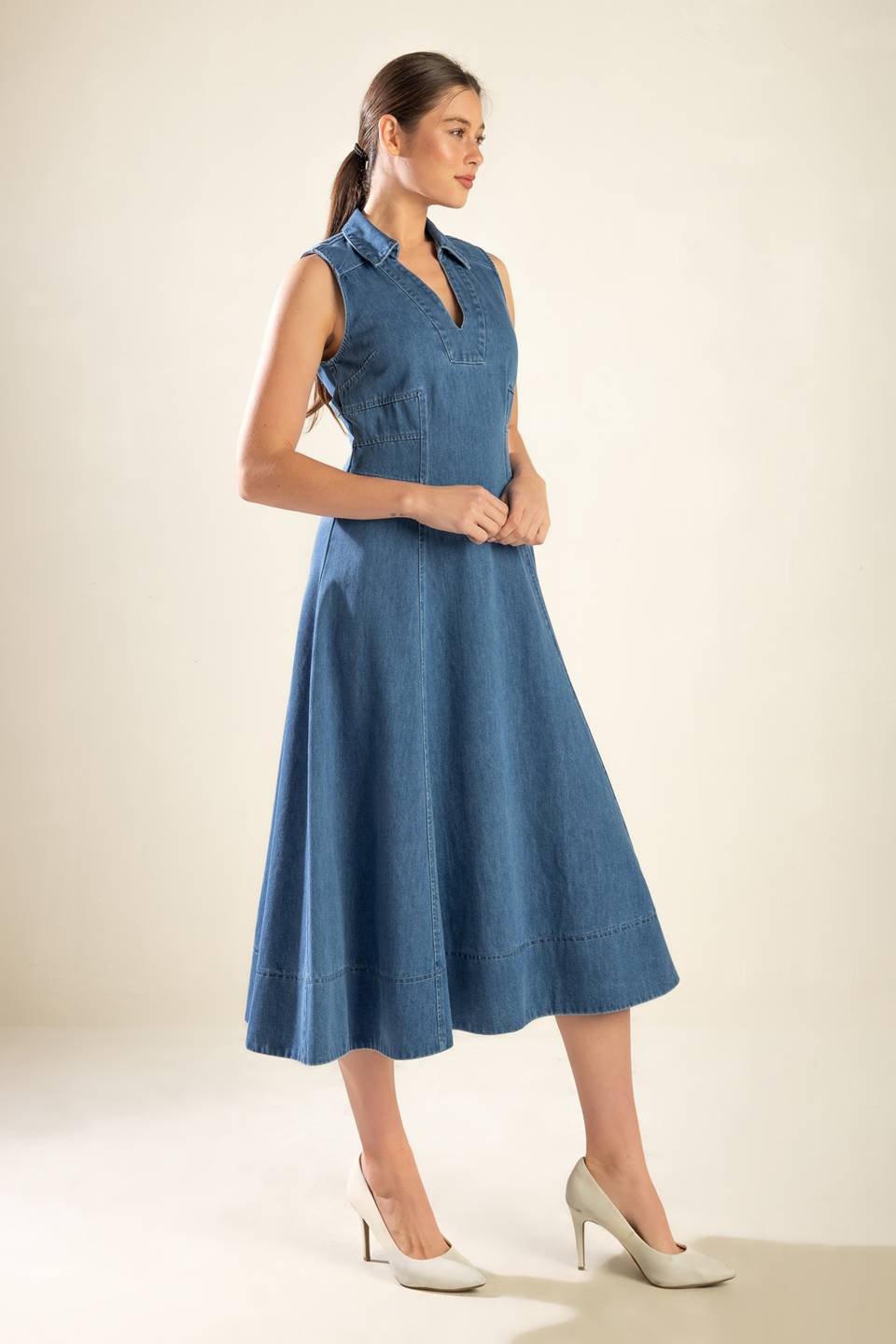 THE GENEVIEVE DENIM MIDI DRESS - MaraFormigone
