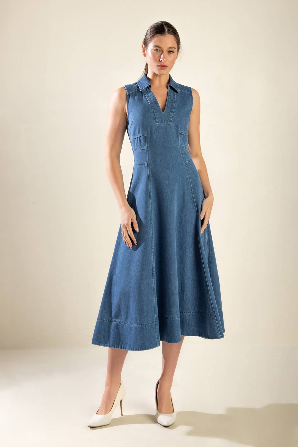 THE GENEVIEVE DENIM MIDI DRESS - MaraFormigone