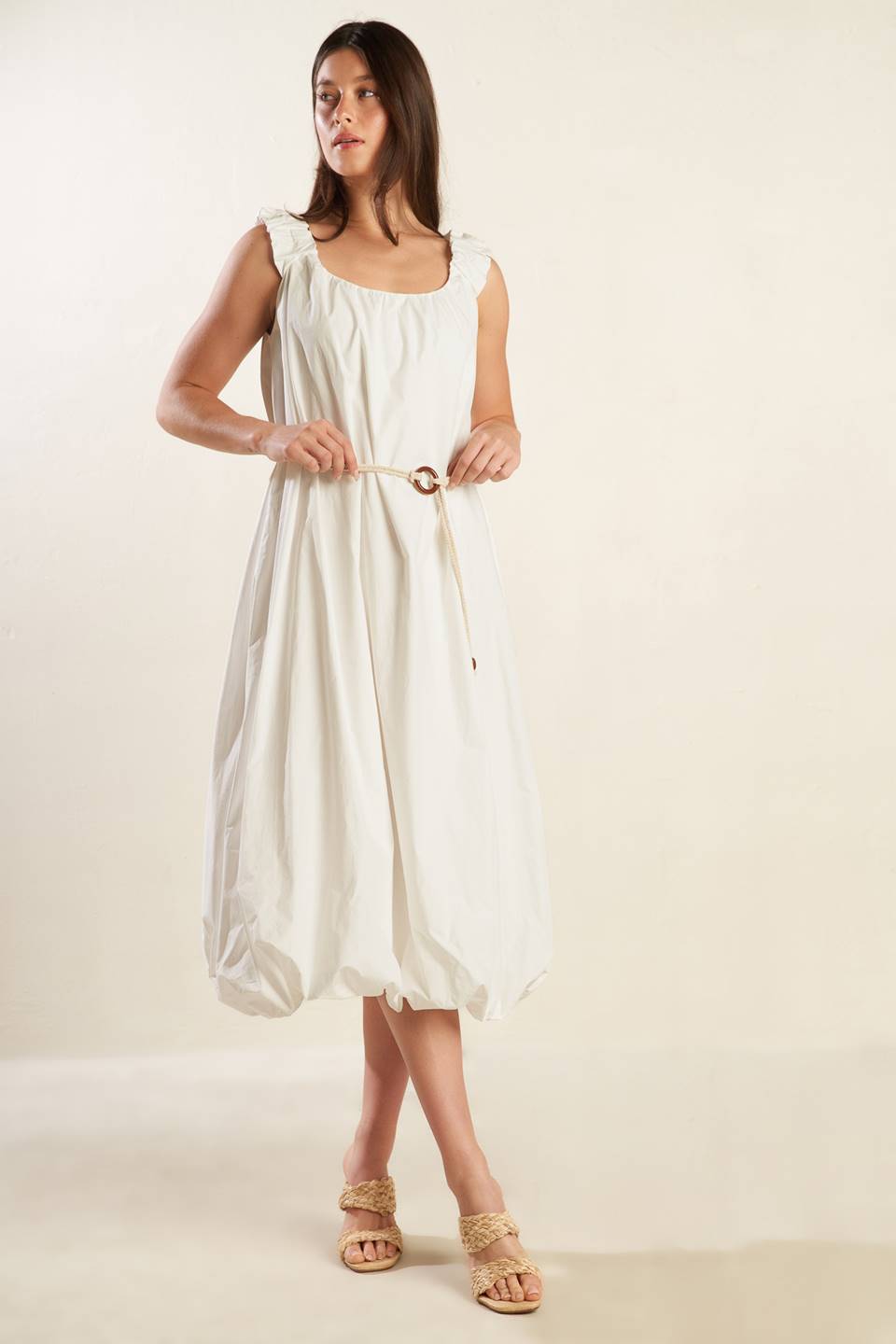 RIVERSIDE SIPS WOVEN MIDI DRESS - MaraFormigone