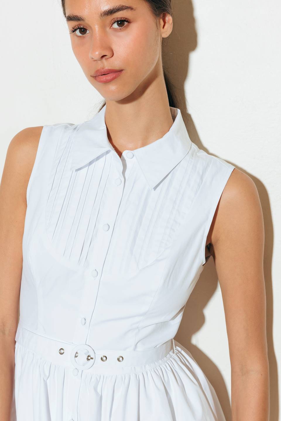 NUE EASE WHITE WOVEN MDI DRESS - MaraFormigone
