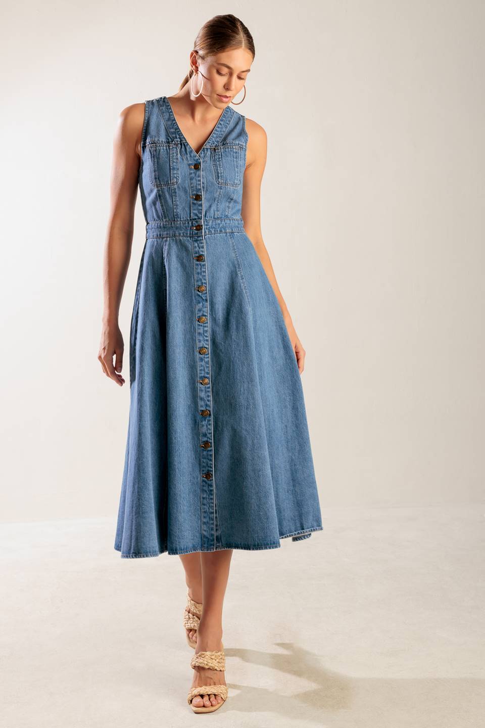 THE JOURNEY BEGINS BLUE DENIM MIDI DRESS - MaraFormigone