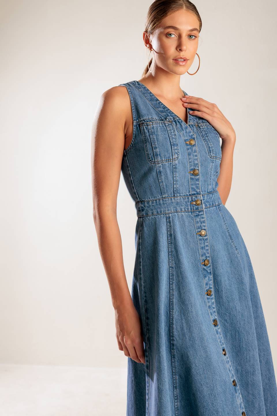THE JOURNEY BEGINS BLUE DENIM MIDI DRESS - MaraFormigone