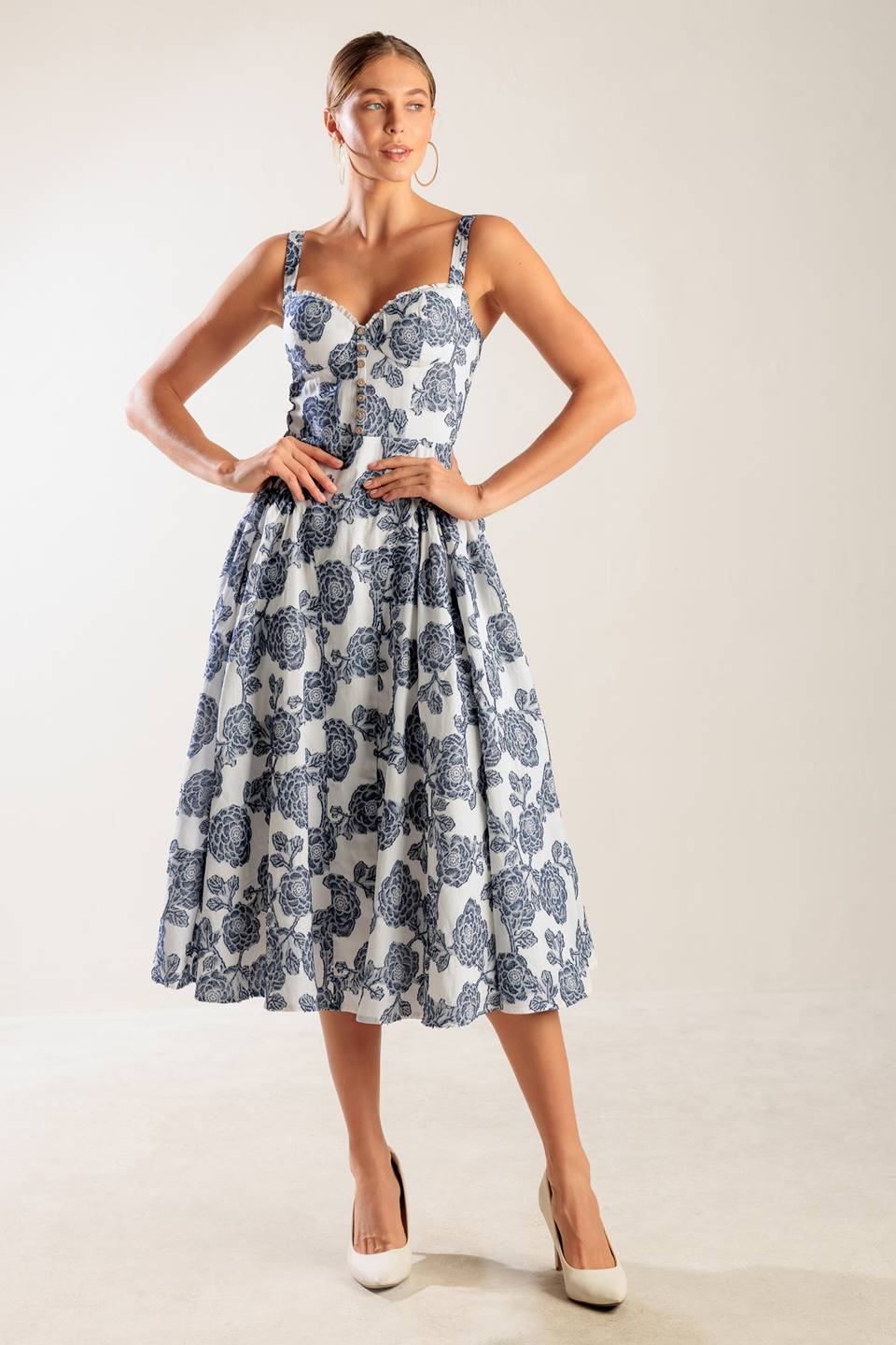 EXPLORANDO NOVOS INTERESSES VESTIDO MIDI DE TECIDO