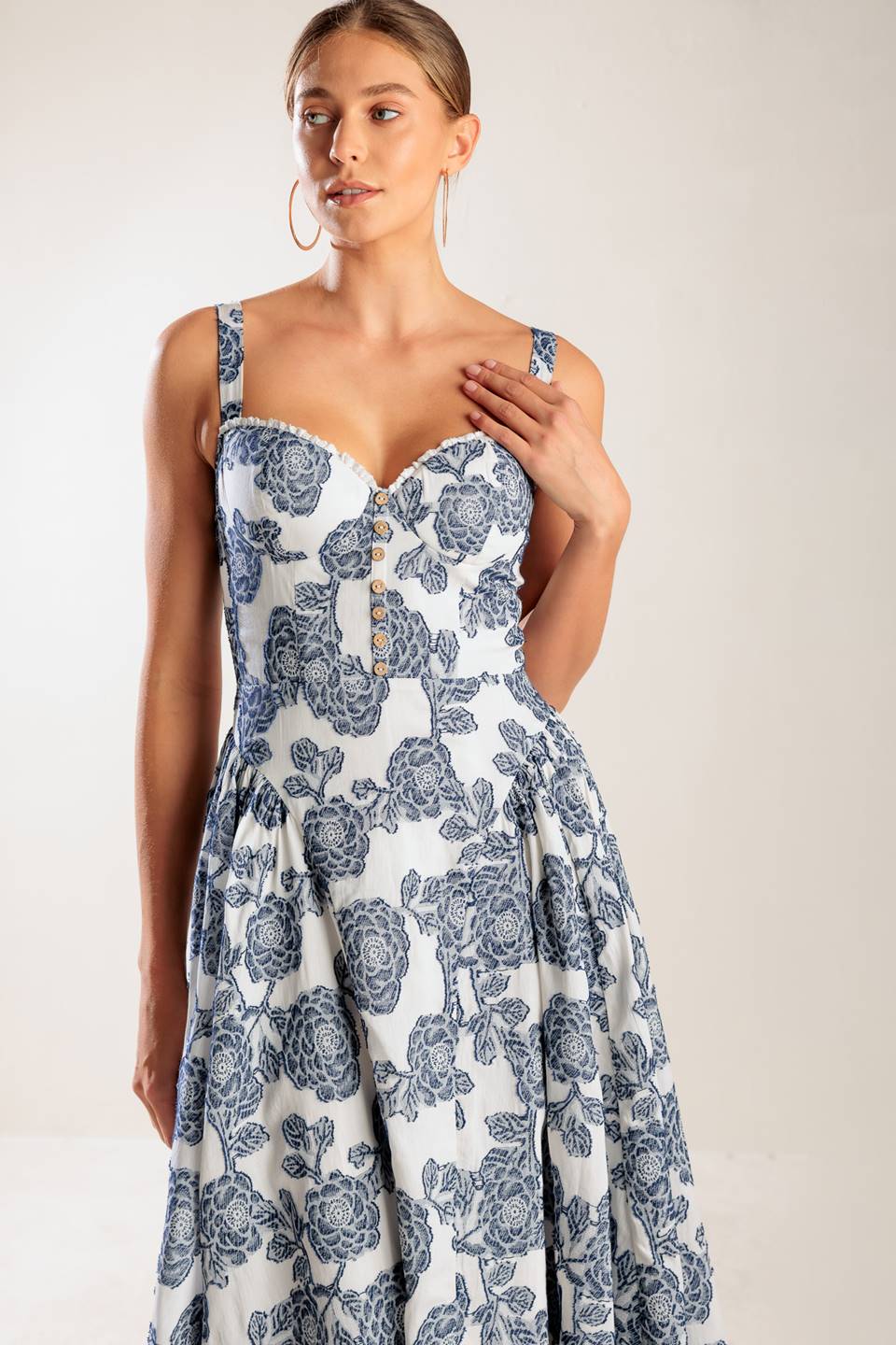 EXPLORANDO NOVOS INTERESSES VESTIDO MIDI DE TECIDO