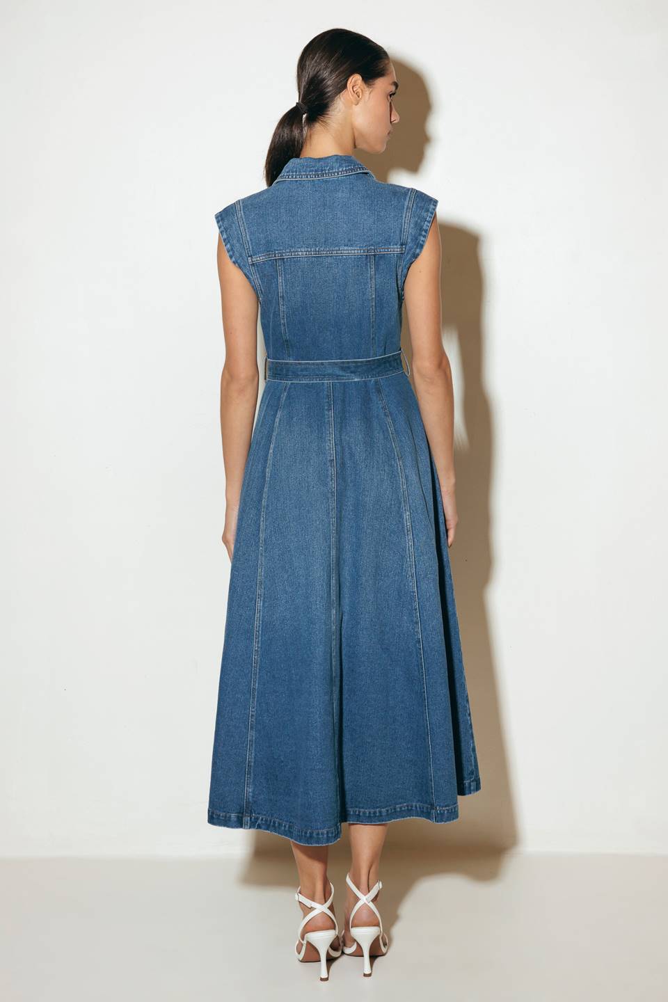 LIGHT CODE MEDIUM DENIM MIDI DRESS - MaraFormigone