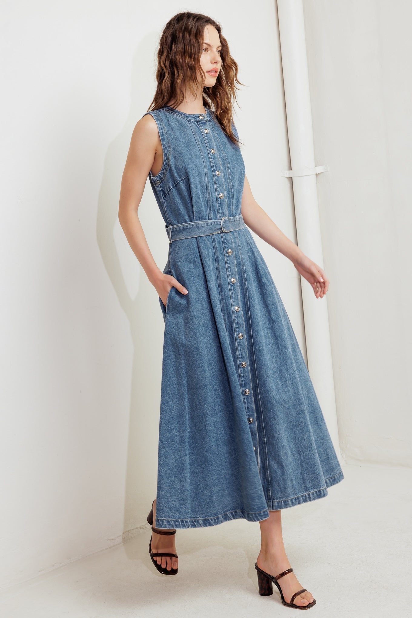 MIDNIGHT RODEO DENIM MIDI DRESS - MaraFormigone
