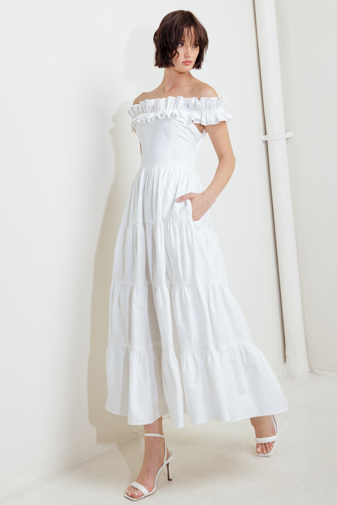 SWEETHEART TIERED ROMANCE WOVEN MIDI DRESS - MaraFormigone