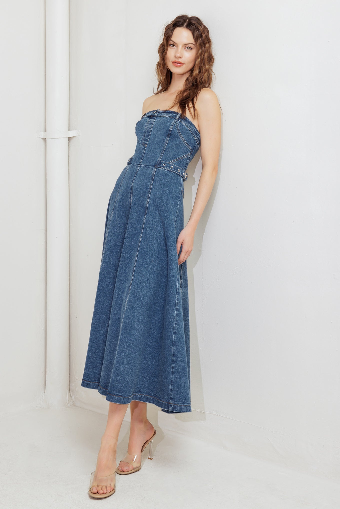MIDNIGHT STRUCTURE DENIM MIDI DRESS - MaraFormigone