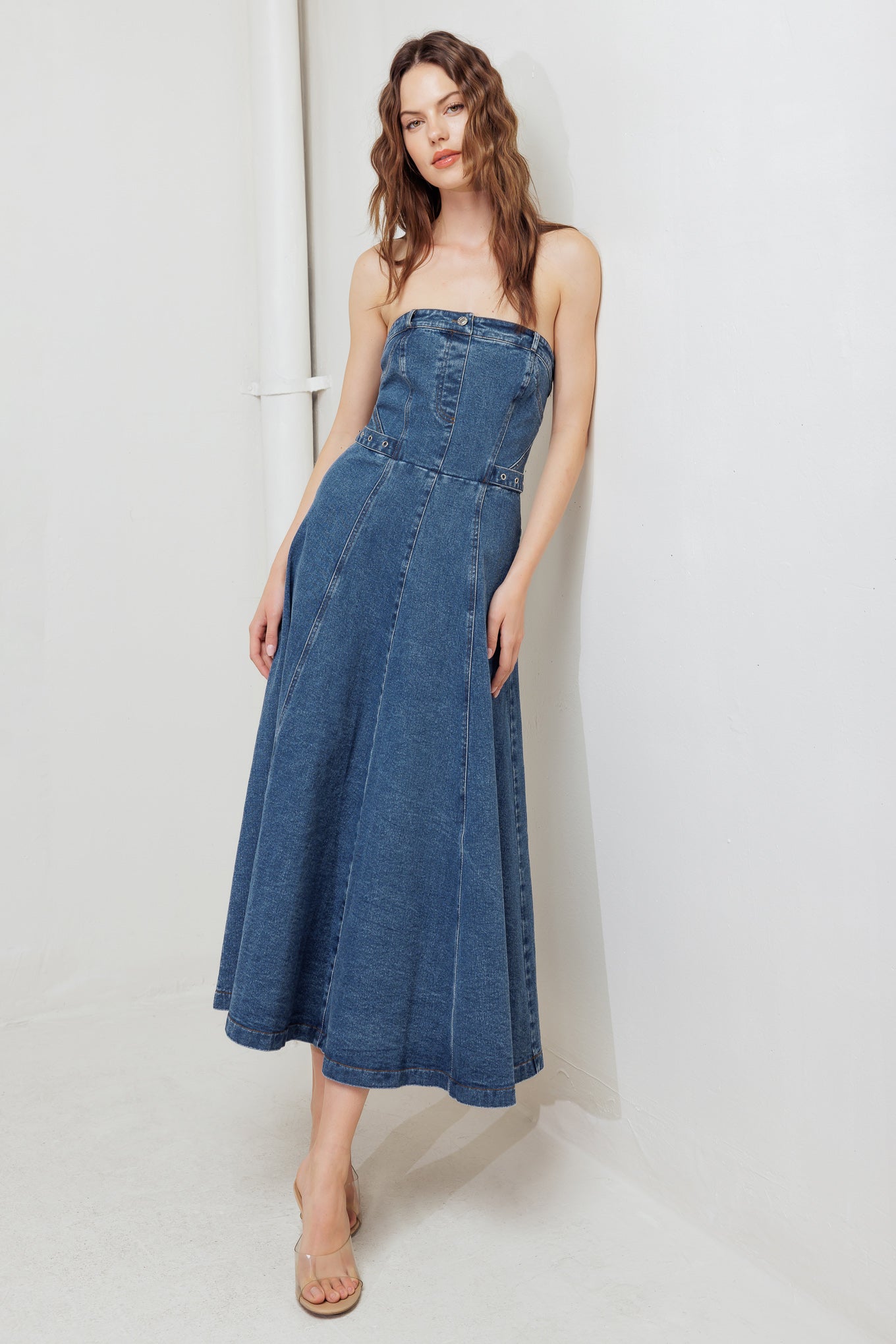 MIDNIGHT STRUCTURE DENIM MIDI DRESS - MaraFormigone