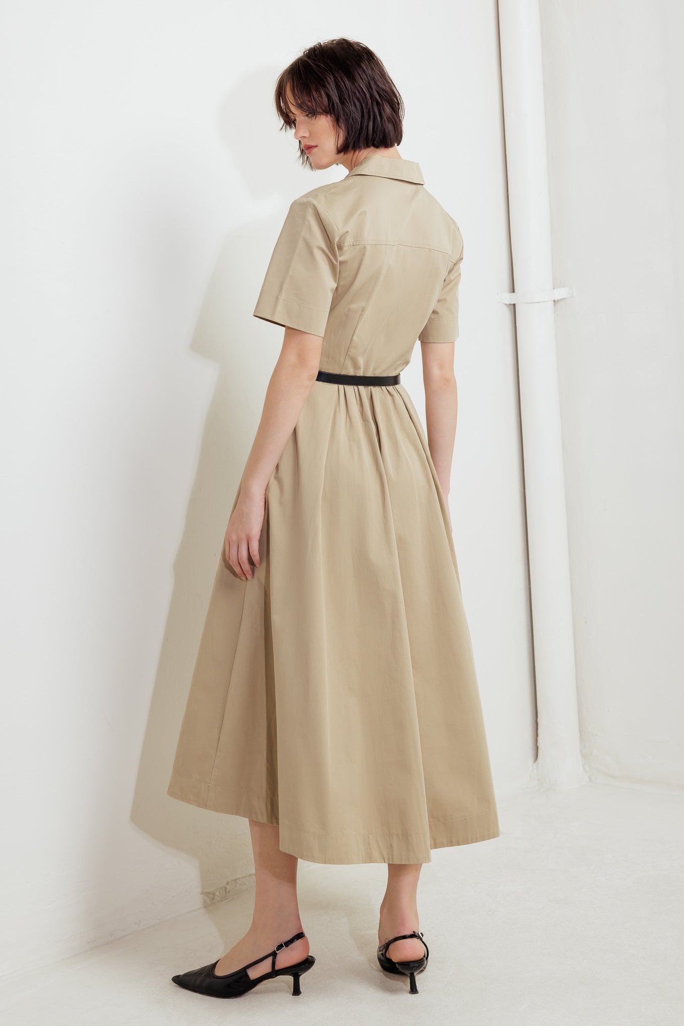 QUIET ROMANCE TAN WOVEN MIDI DRESS - MaraFormigone