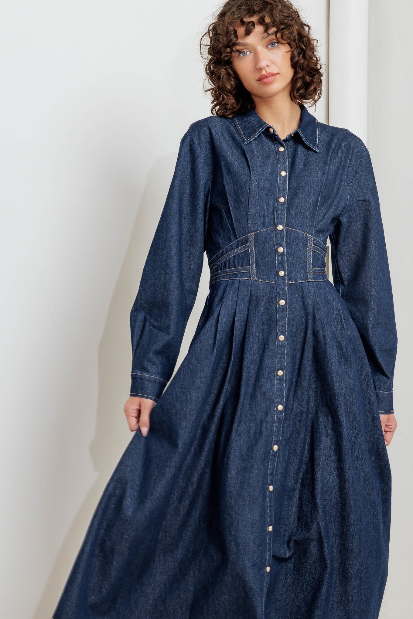 VESTIDO MIDI JEANS AZUL VINTAGE