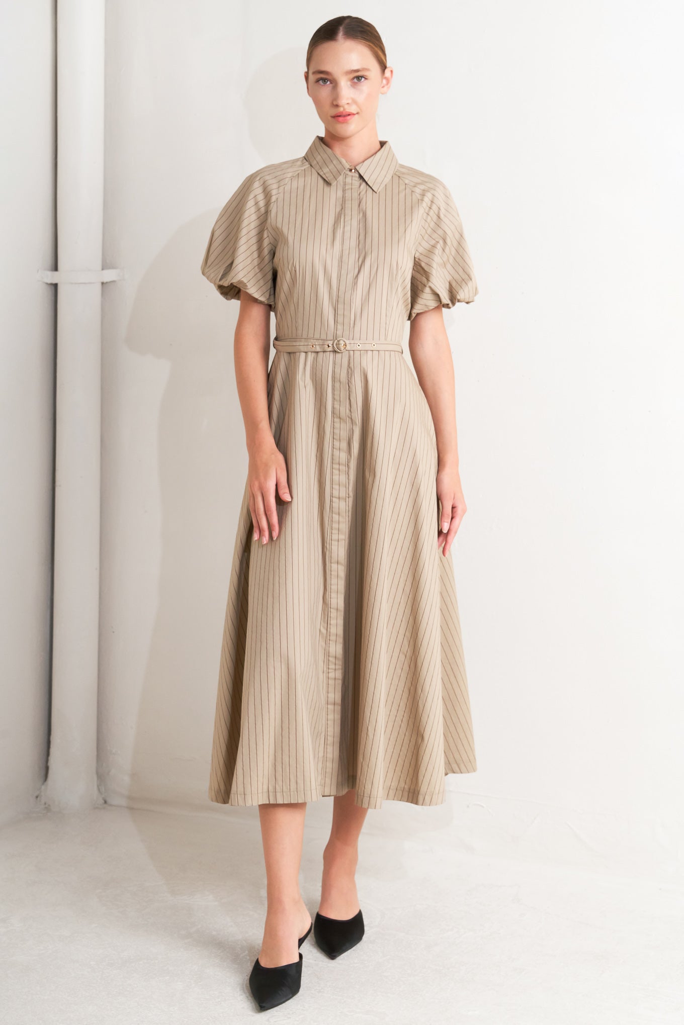 CLASSIC NEUTRAL WOVEN MIDI DRESS - MaraFormigone